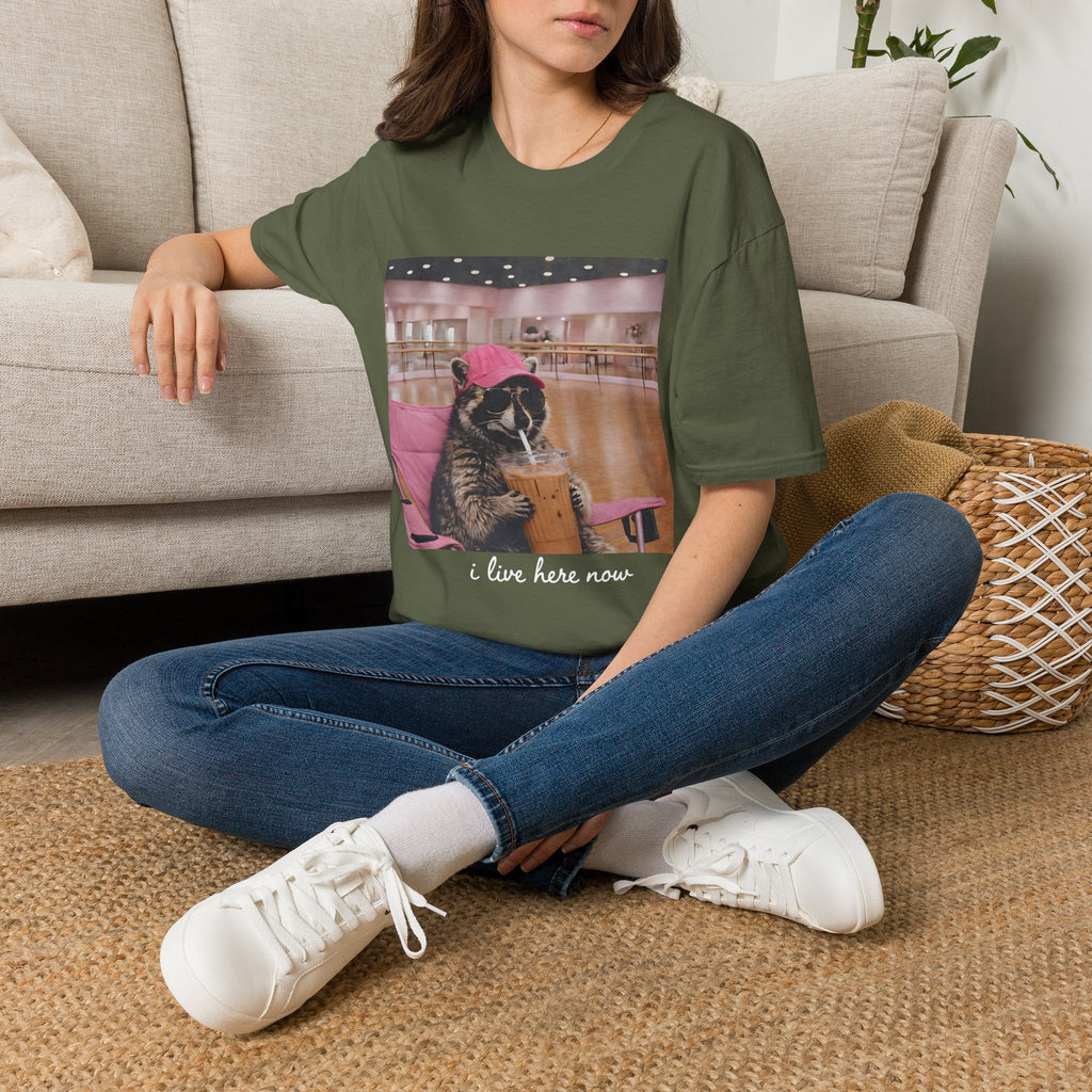 T-Shirt — Cute Dance Mom Graphic Tee ("I Live Here Now")