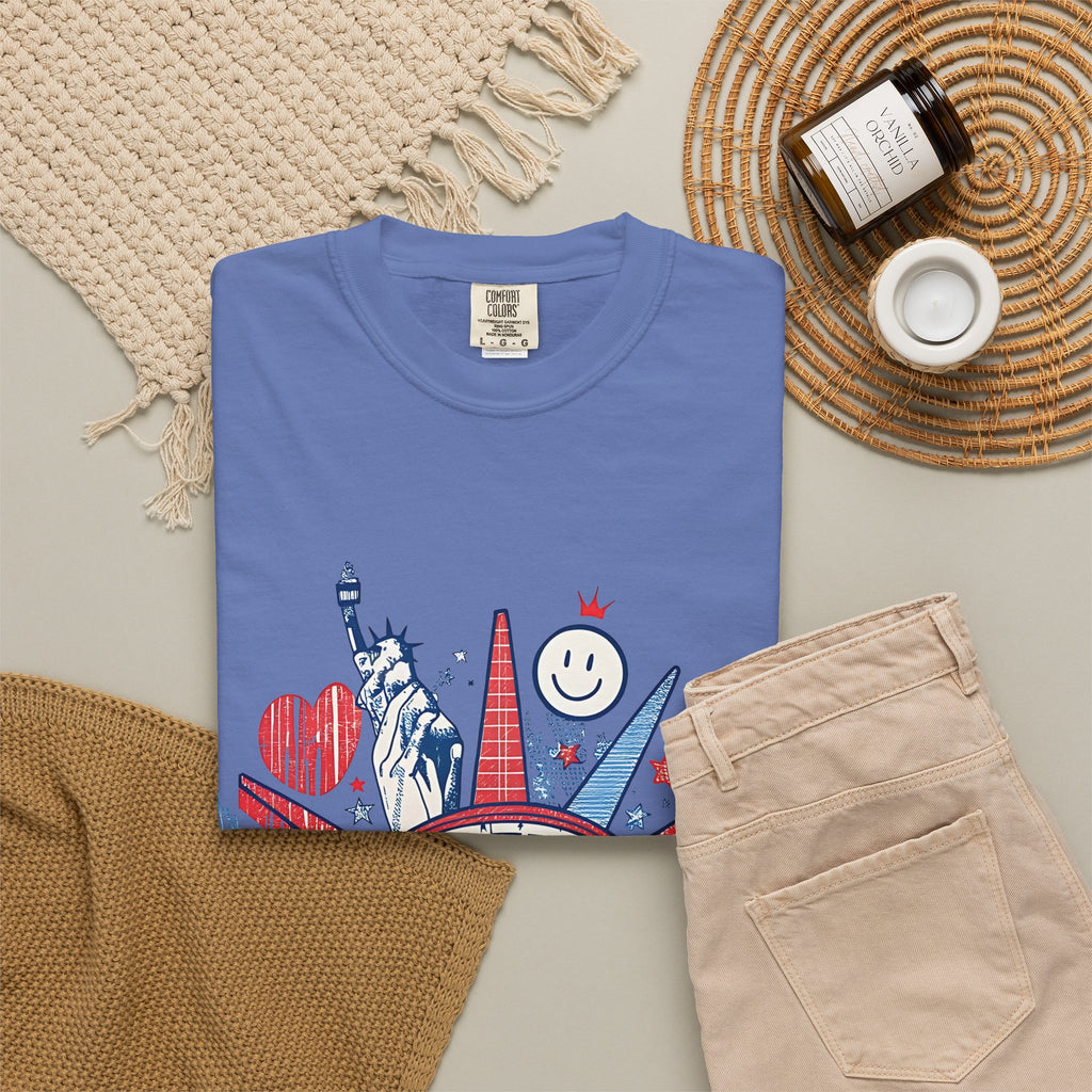 America Graphic T-Shirt — Patriotic Statue of Liberty 4th of July Tee