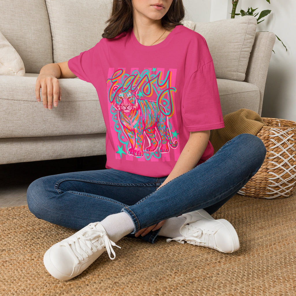 Easy Tiger T-Shirt — Colorful Retro Neon Tiger Graphic