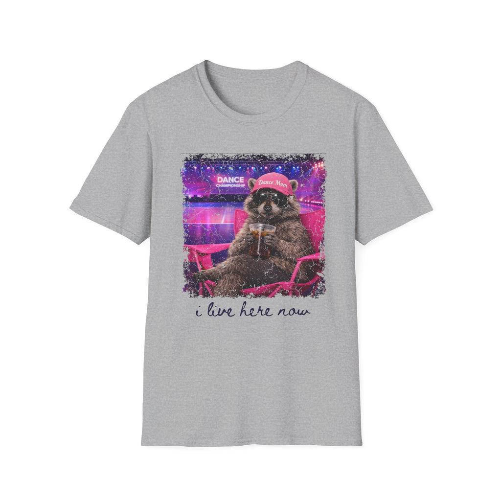 Raccoon ‘Dance’ Graphic T-Shirt — Retro Neon Wildlife Tee