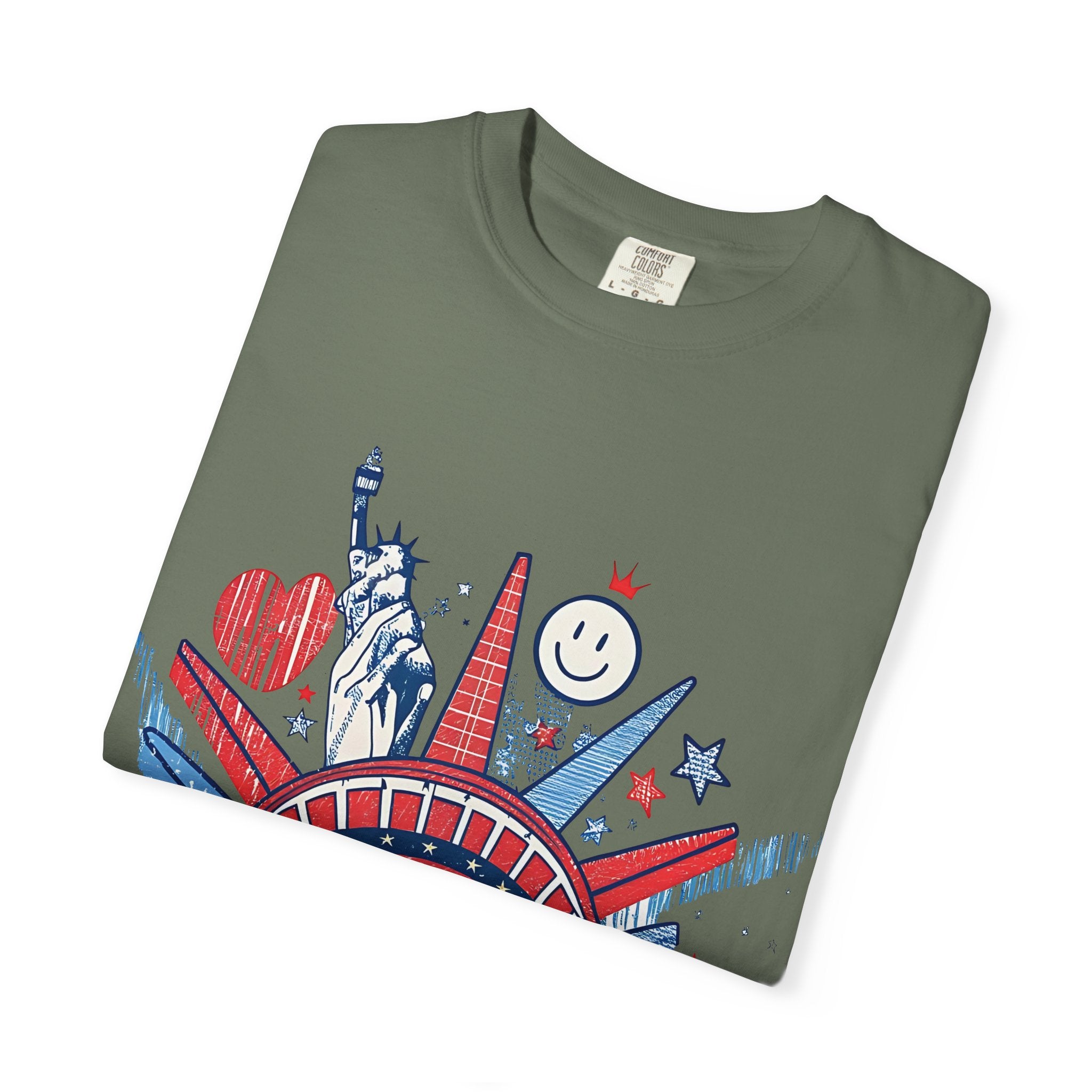 America Graphic T-Shirt — Patriotic Statue of Liberty 4th of July Tee