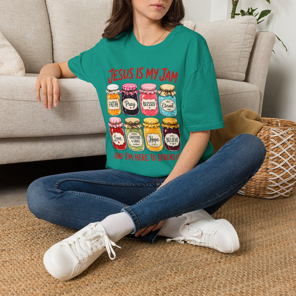 Jesus Is My Jam T-Shirt — Faith & Blessed Jam Jar Graphic Christian Tee