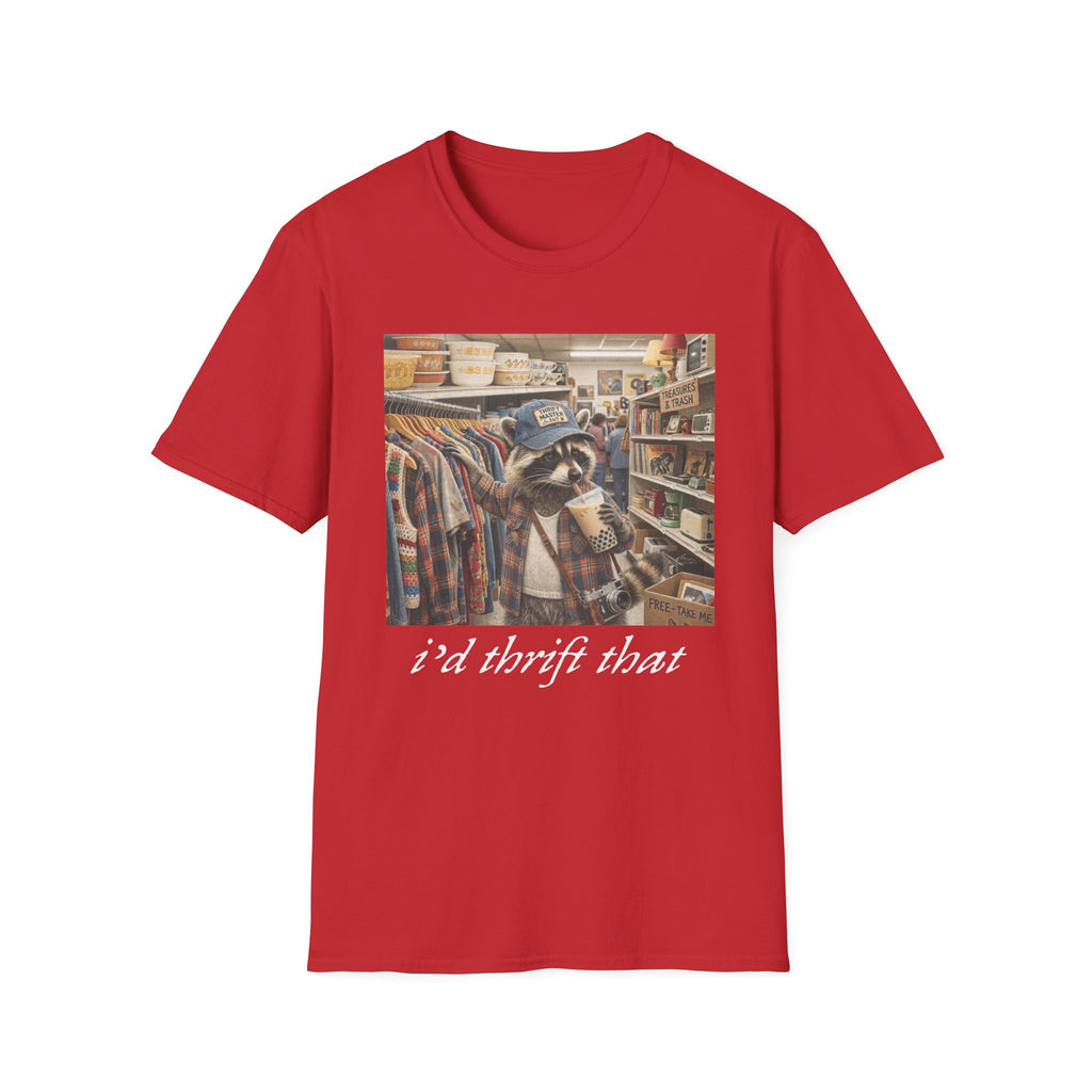 Thrifted Raccoon T-Shirt — "I'd Thrift That" Vintage Store Graphic Tee