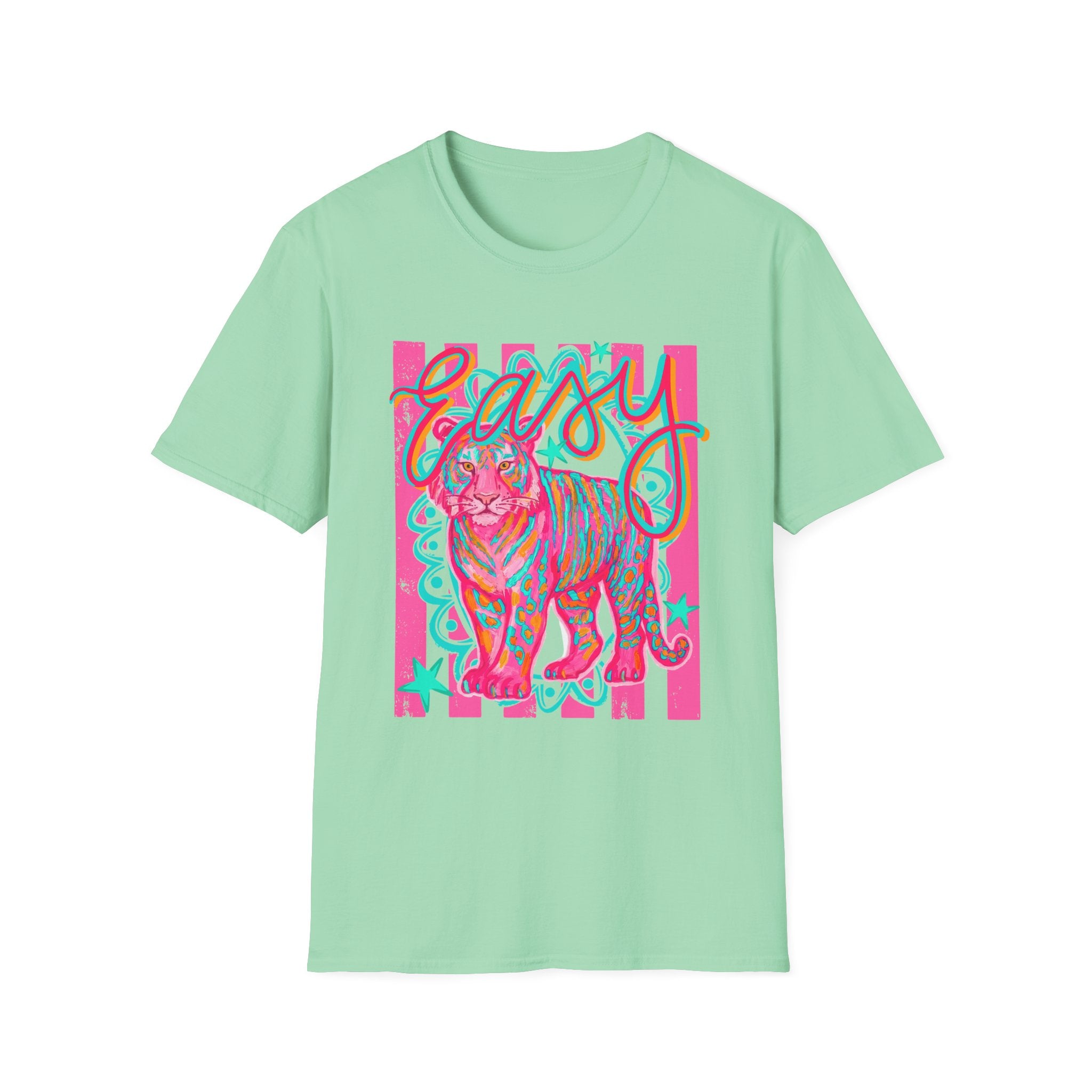 Easy Tiger T-Shirt — Colorful Retro Neon Tiger Graphic