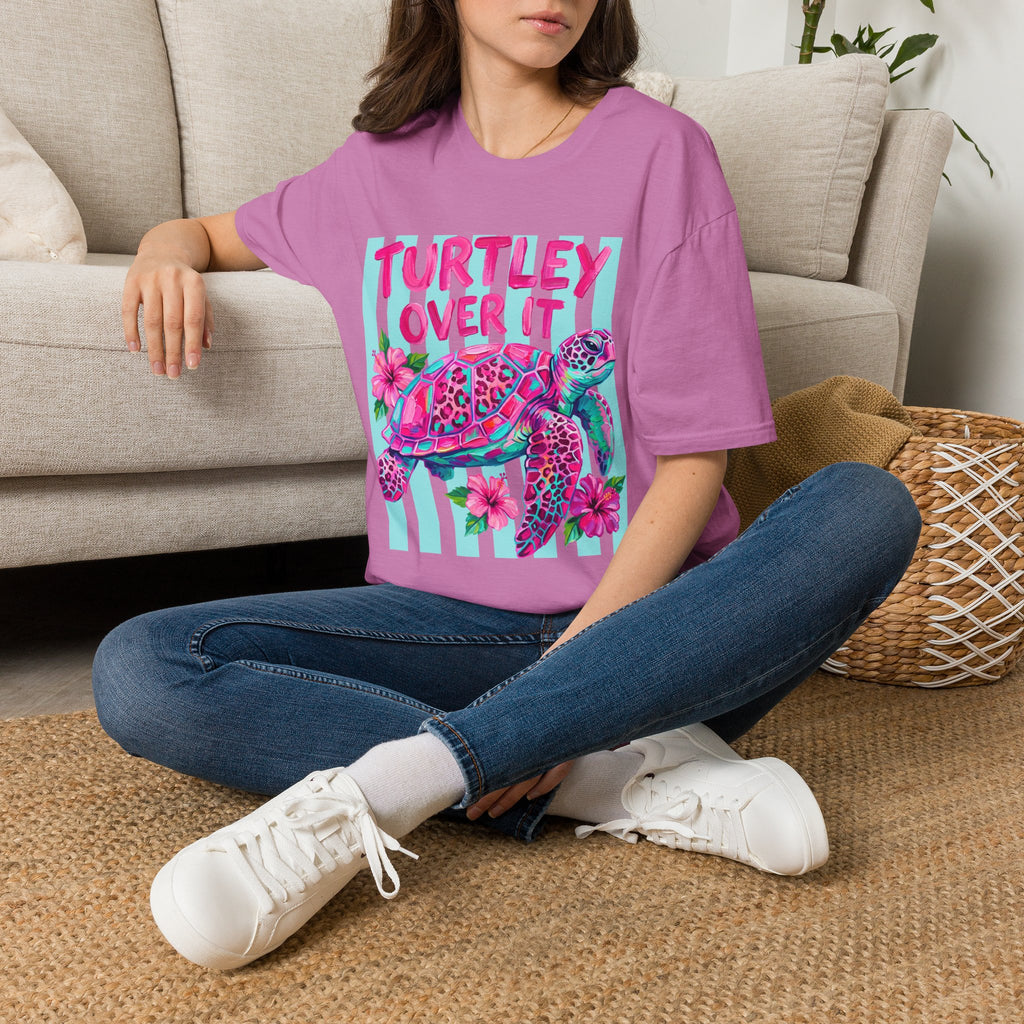 Turtley Over It T-Shirt — Tropical Pink Sea Turtle Graphic Tee