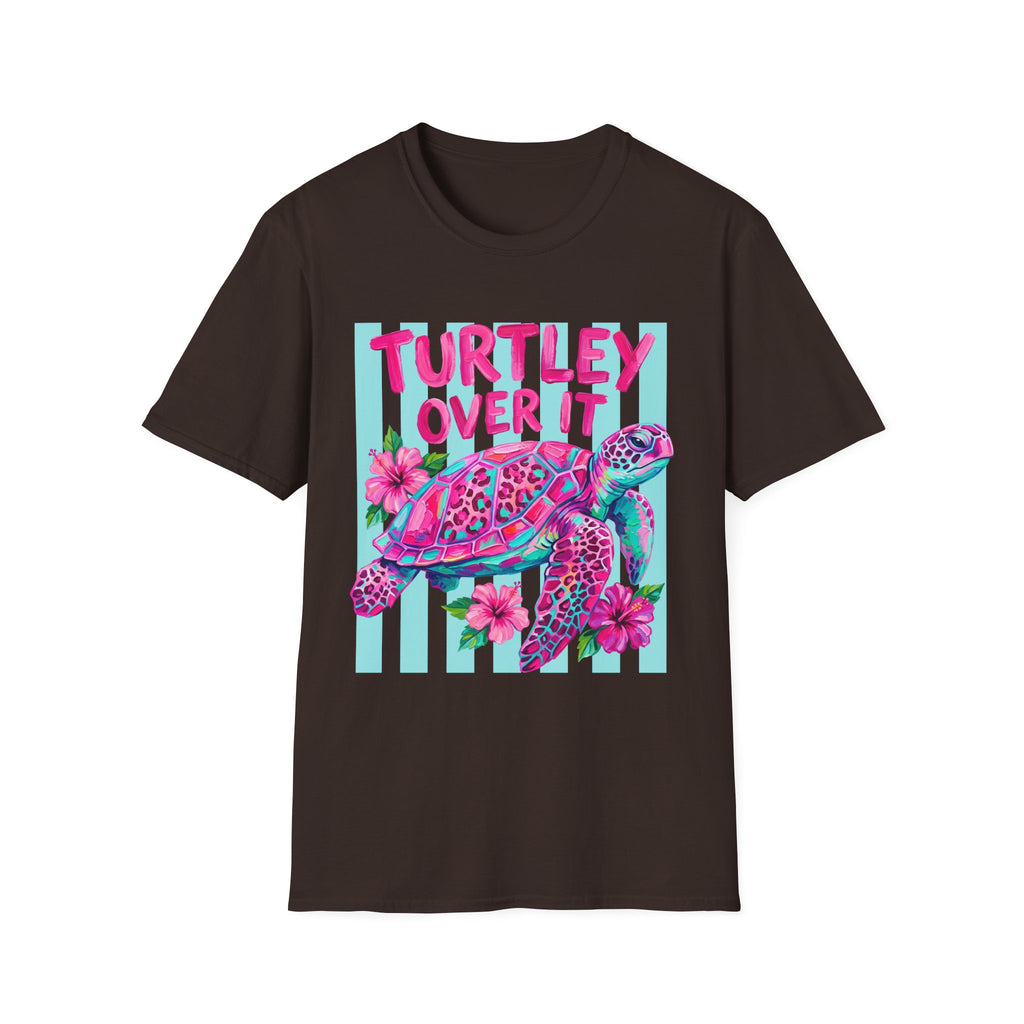 Turtley Over It T-Shirt — Tropical Pink Sea Turtle Graphic Tee