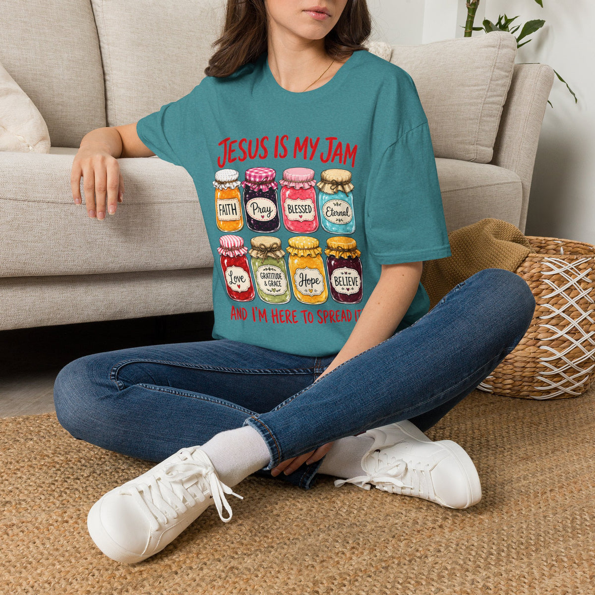 Jesus Is My Jam T-Shirt — Faith & Blessed Jam Jar Graphic Christian Tee