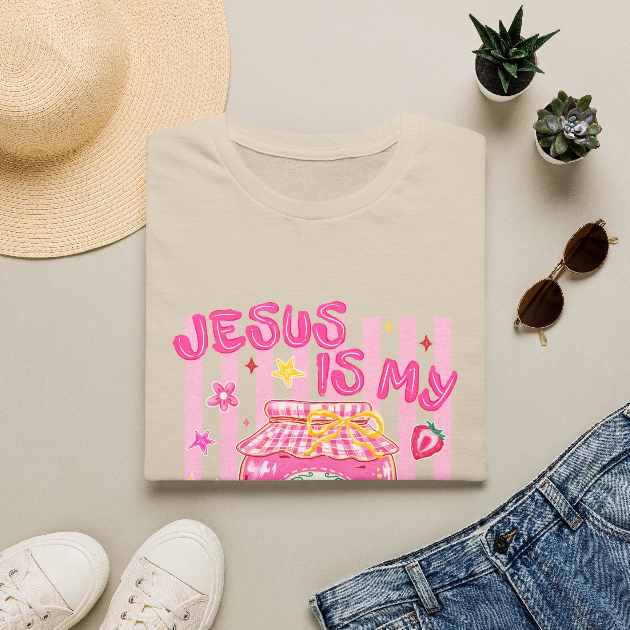Jesus Is My Jam T‑Shirt — Cute Pink Faith Graphic Tee