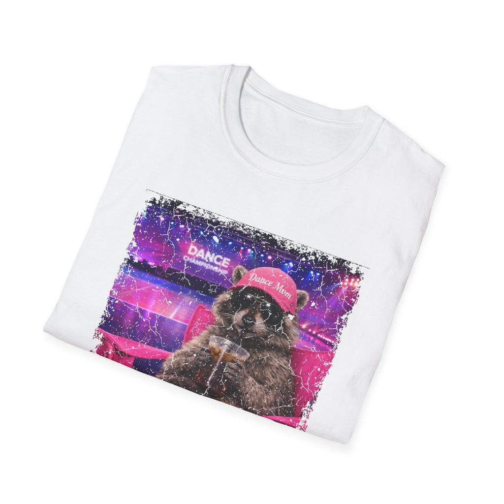 Retro Neon Raccoon T-Shirt — "Live Here Now" Vintage Aesthetic Tee
