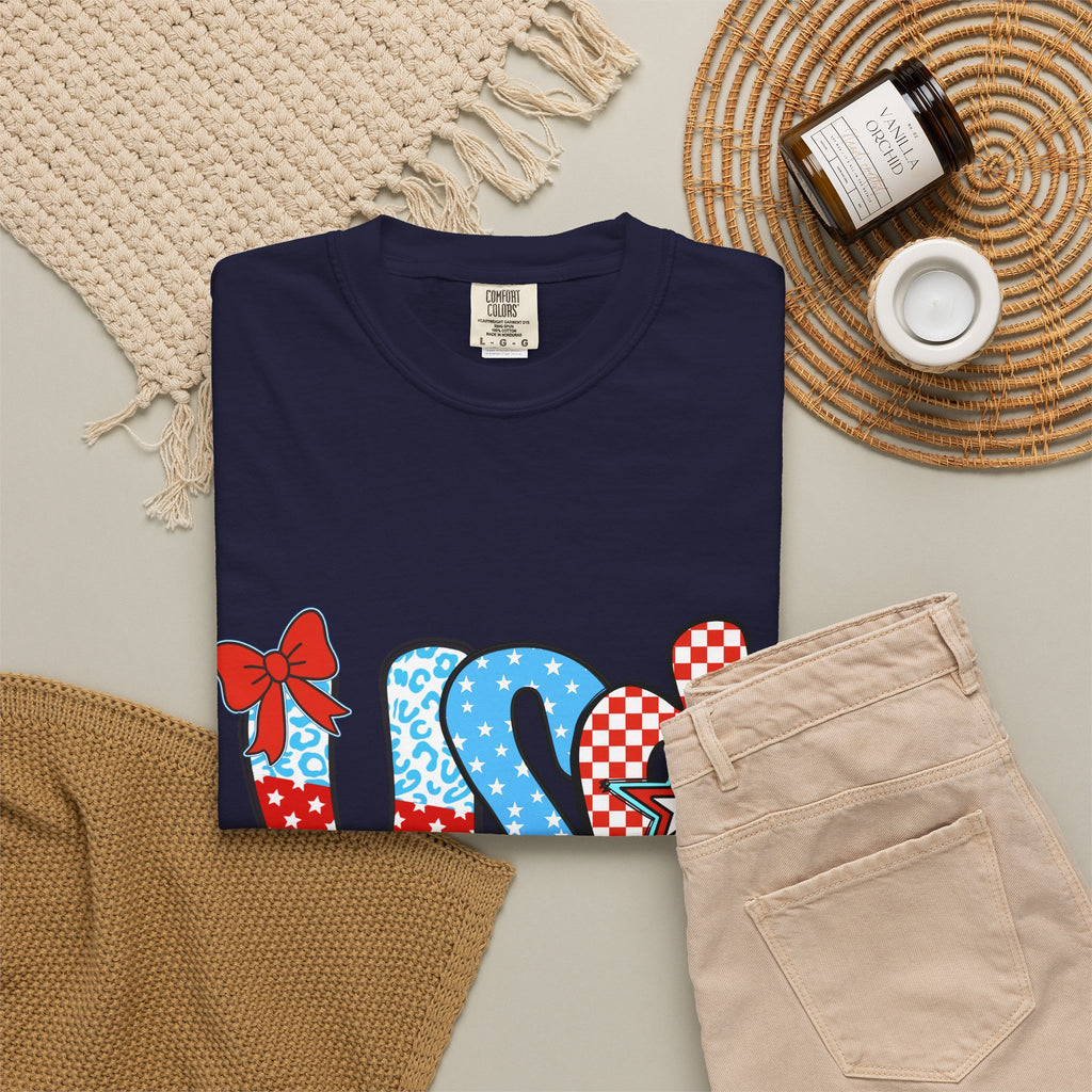 USA Patriotic T-Shirt — Red White & Blue Stars and Stripes Graphic