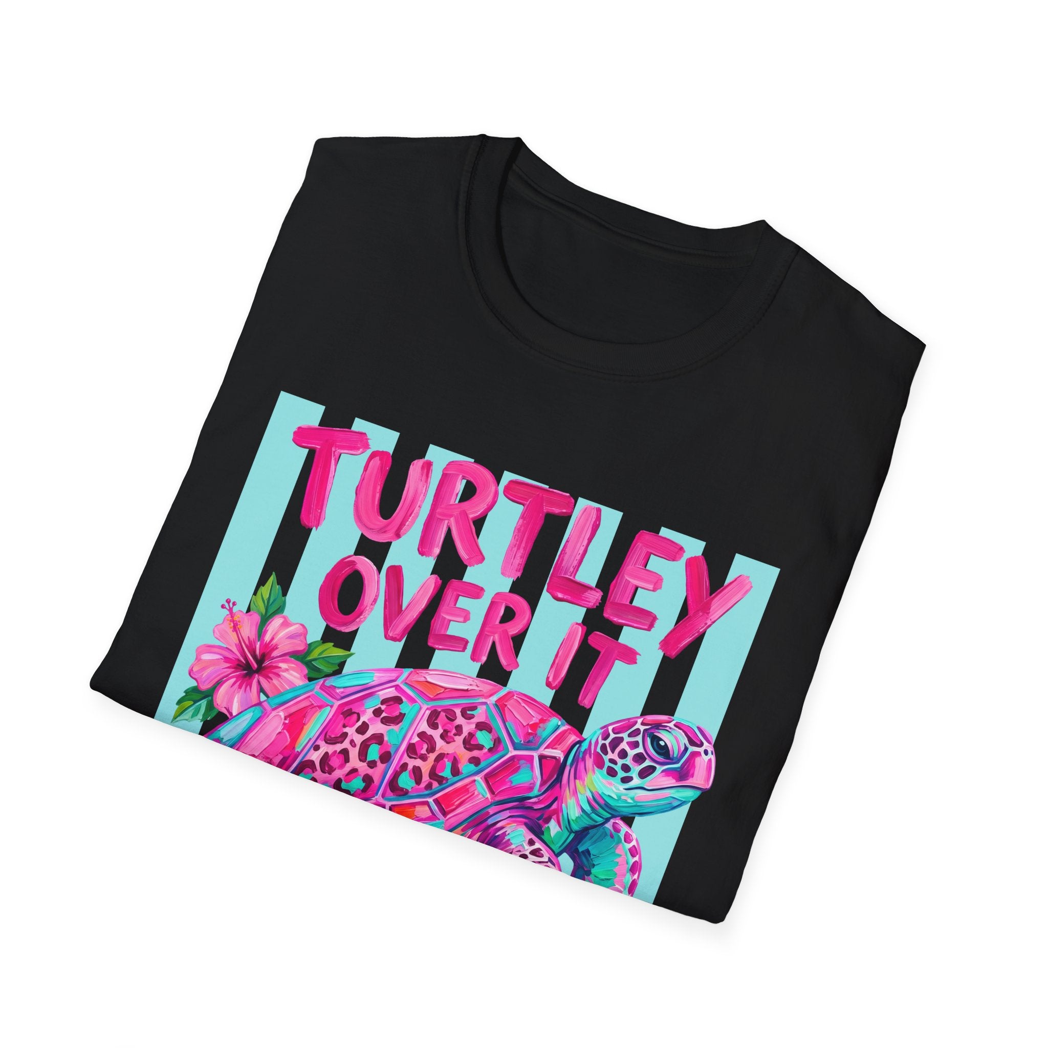 Turtley Over It T-Shirt — Tropical Pink Sea Turtle Graphic Tee