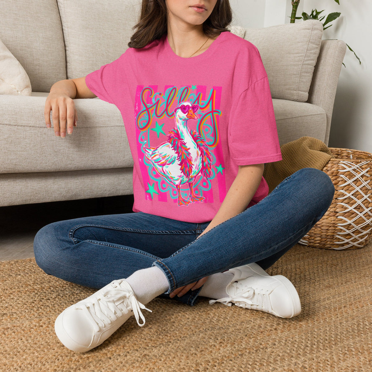 Silly Goose T-Shirt – Playful Retro Pink Graphic Tee