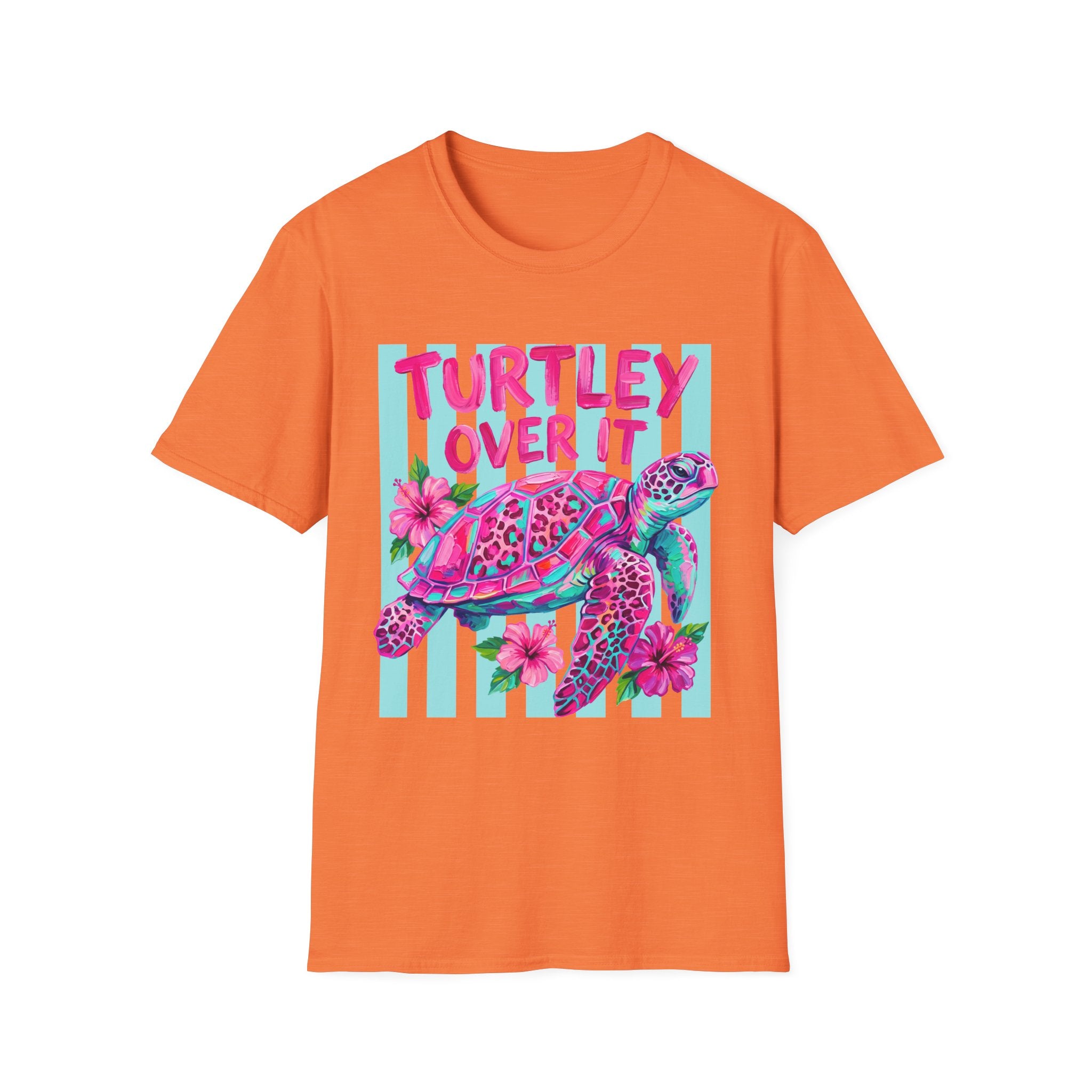 Turtley Over It T-Shirt — Tropical Pink Sea Turtle Graphic Tee
