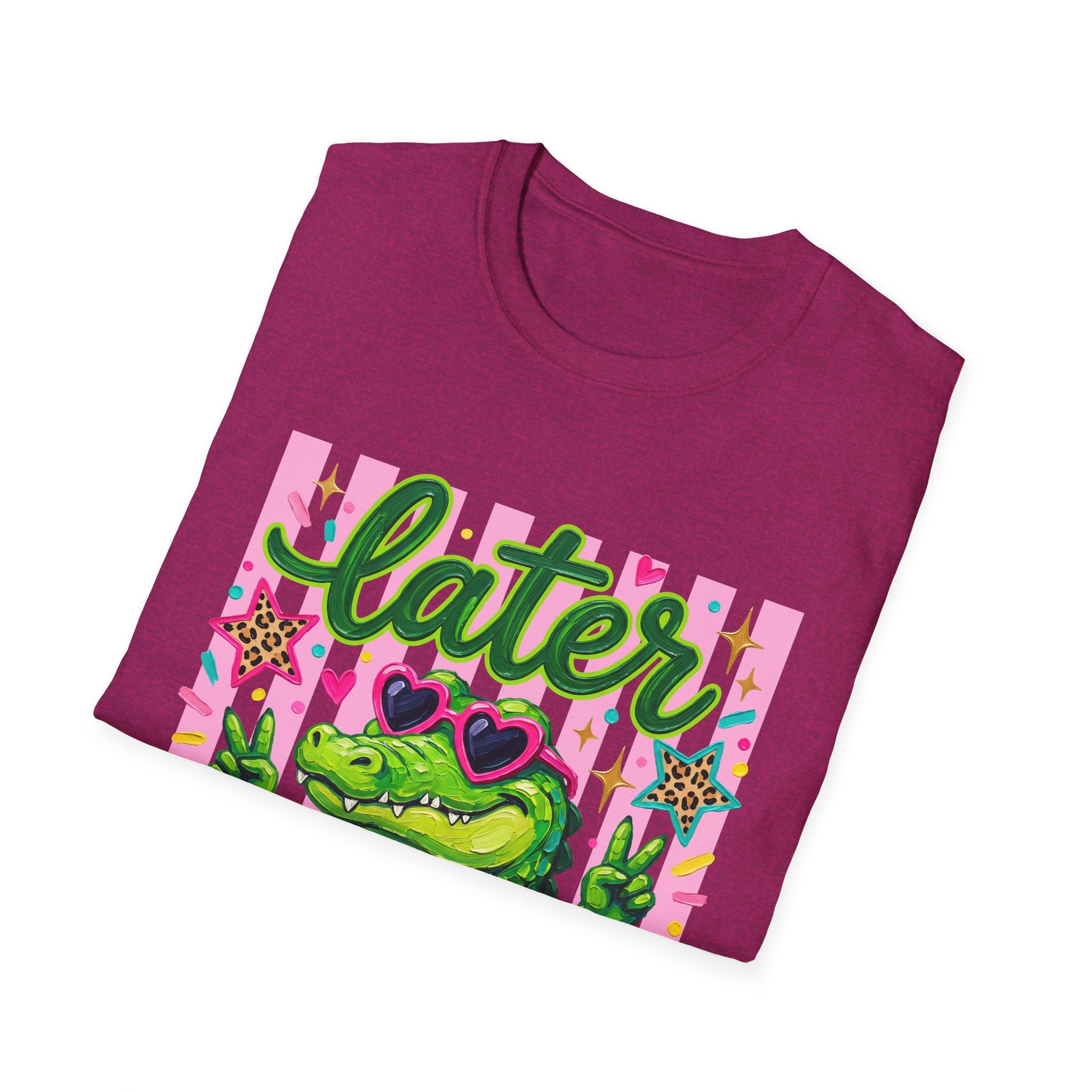 Later Alligator T-Shirt — Cute Retro Croc Graphic Tee with Heart Sunglasses