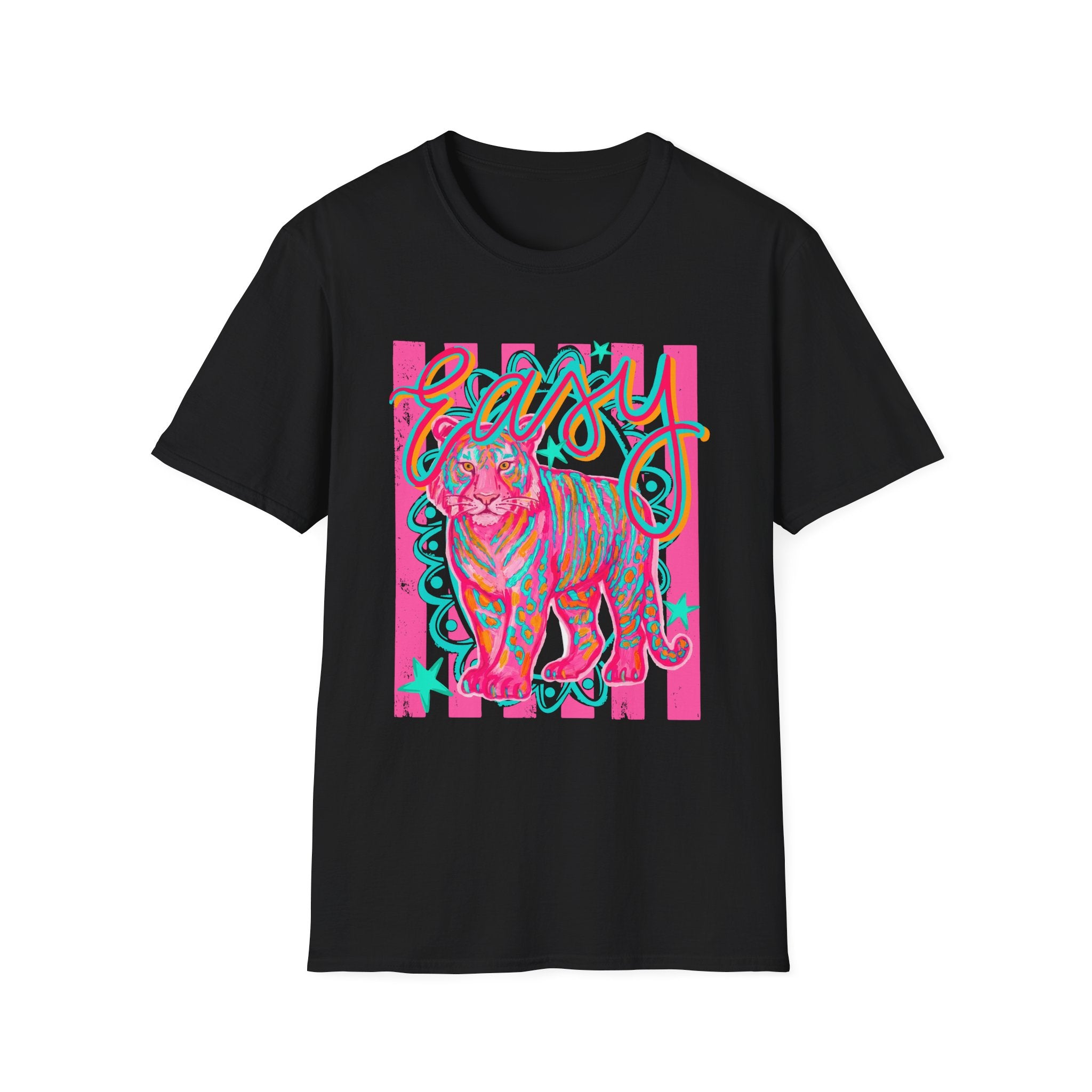 Easy Tiger T-Shirt — Colorful Retro Neon Tiger Graphic
