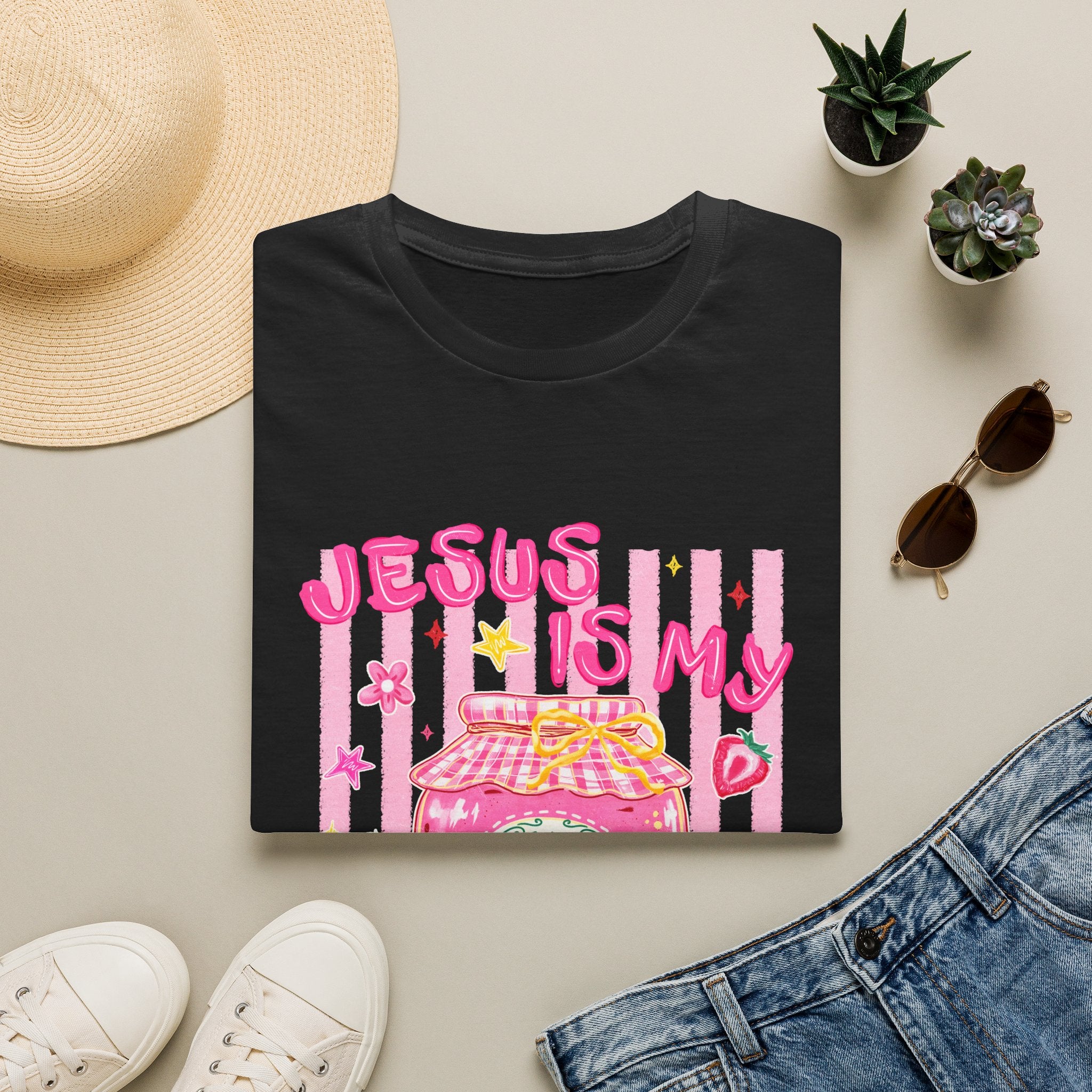 Jesus Is My Jam T‑Shirt — Cute Pink Faith Graphic Tee