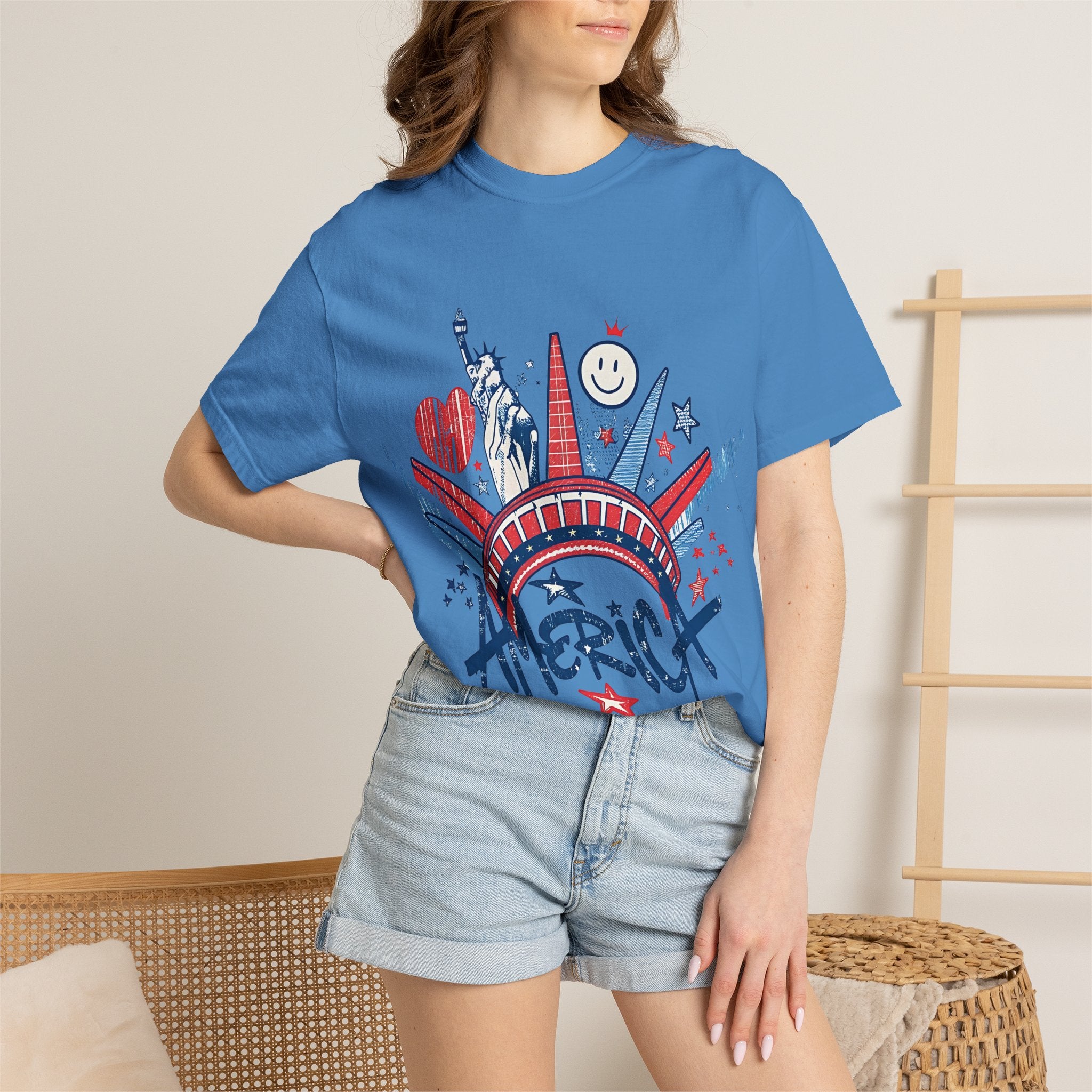 America Graphic T-Shirt — Patriotic Statue of Liberty 4th of July Tee