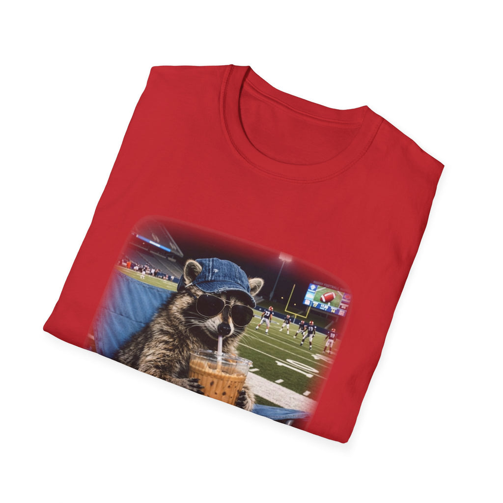Raccoon Football Stadium Tee – "I Live Here Now" Graphic T-Shirt