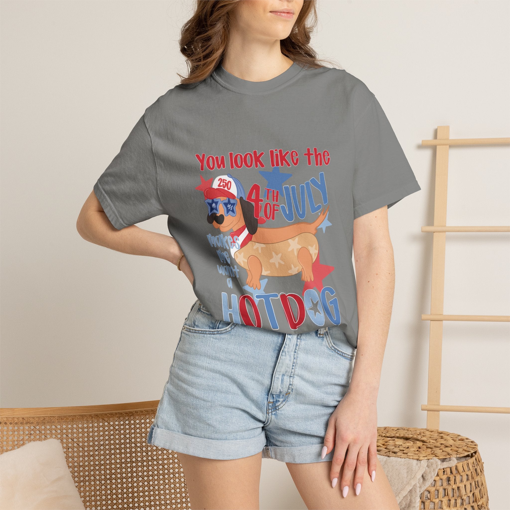 4th of July Hot Dog T-Shirt — "You Look Like the 4th of July Hotdog" Patriotic BBQ Tee
