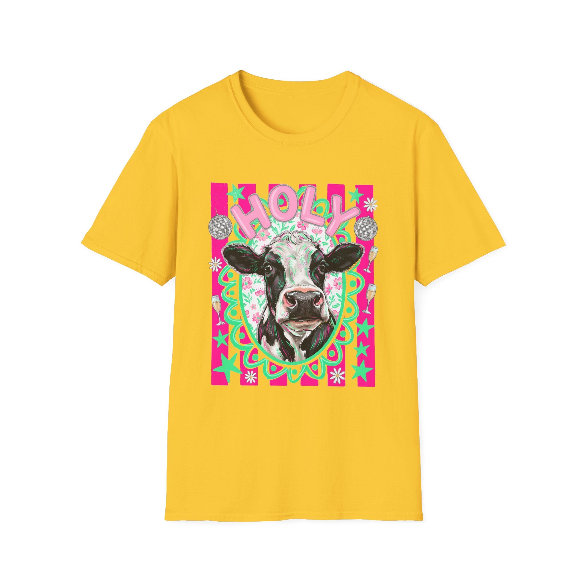 Holly Cow Graphic T-Shirt — Festive Cow Art Tee