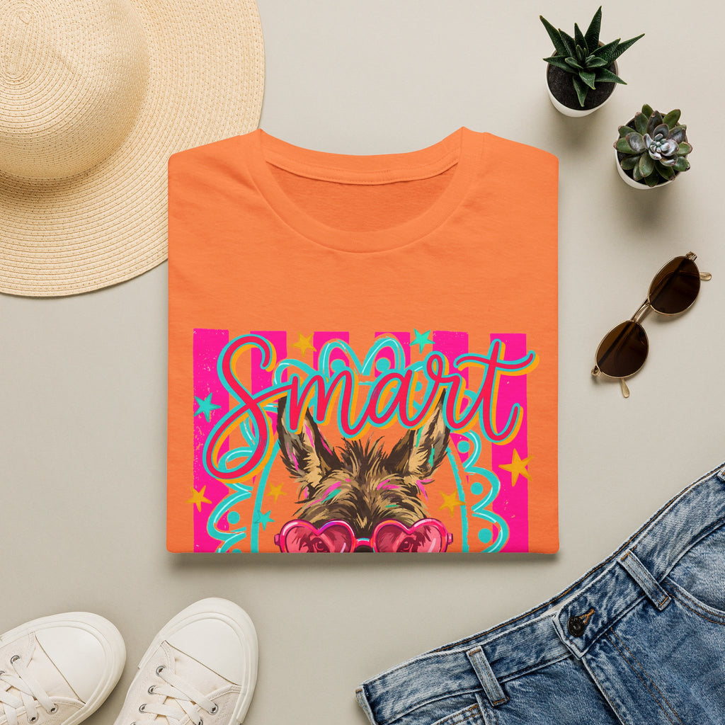 Smart Donkey T-Shirt — Colorful Heart-Sunglasses Graphic Tee for Animal Lovers
