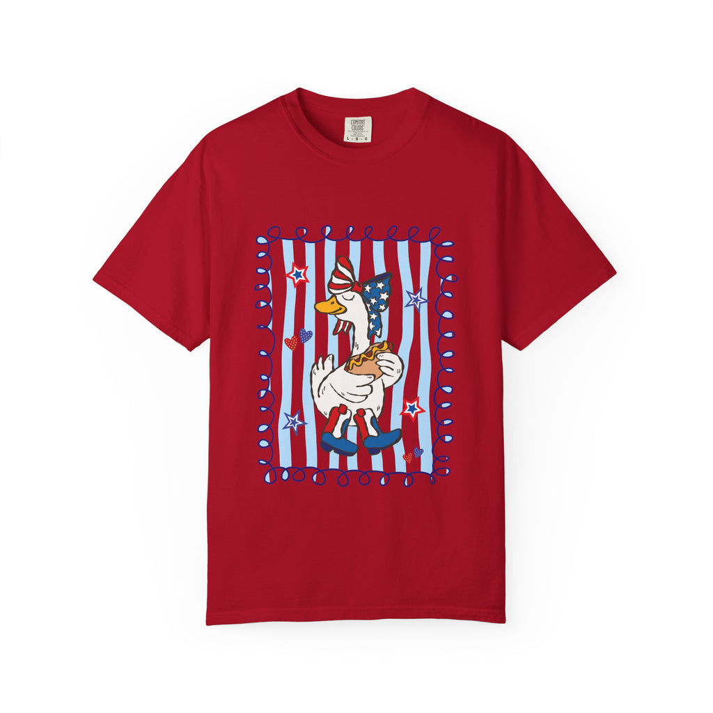 Patriotic Goose Graphic T-Shirt — "Proud Mama" Americana Tee