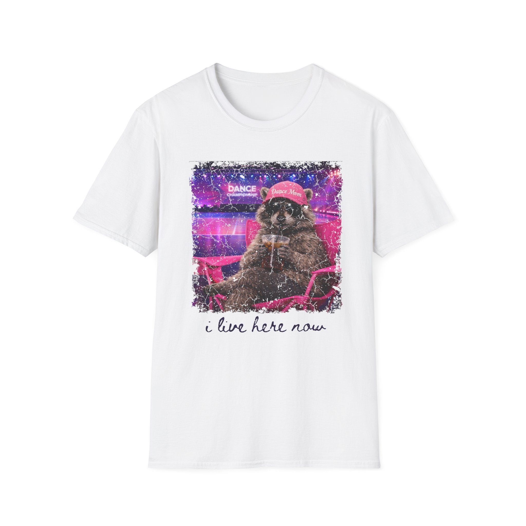 Raccoon ‘Dance’ Graphic T-Shirt — Retro Neon Wildlife Tee