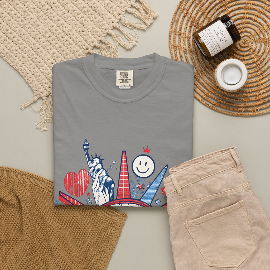 America Graphic T-Shirt — Patriotic Statue of Liberty 4th of July Tee