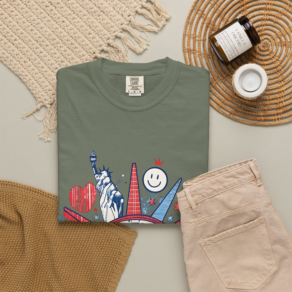America Graphic T-Shirt — Patriotic Statue of Liberty 4th of July Tee