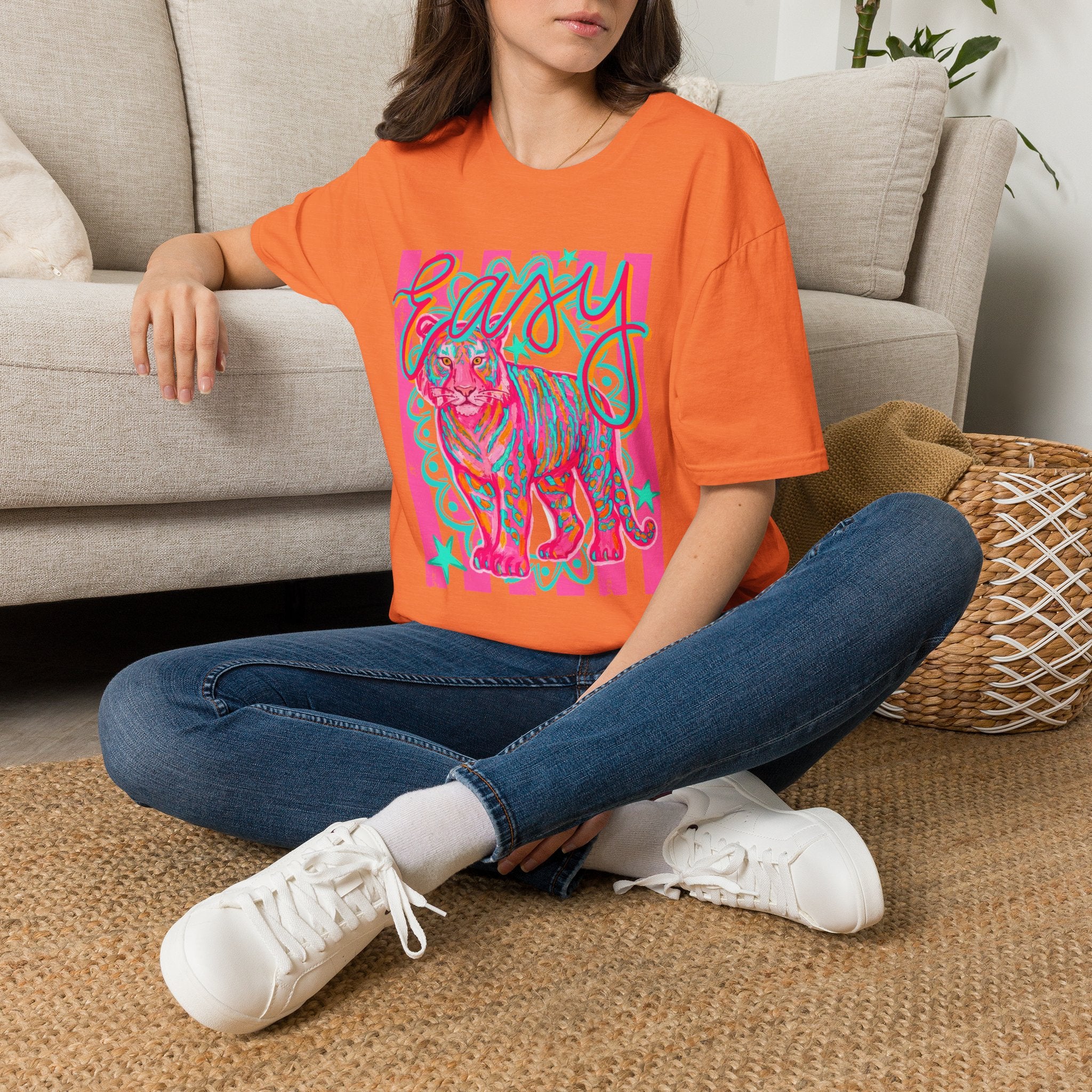 Easy Tiger T-Shirt — Colorful Retro Neon Tiger Graphic