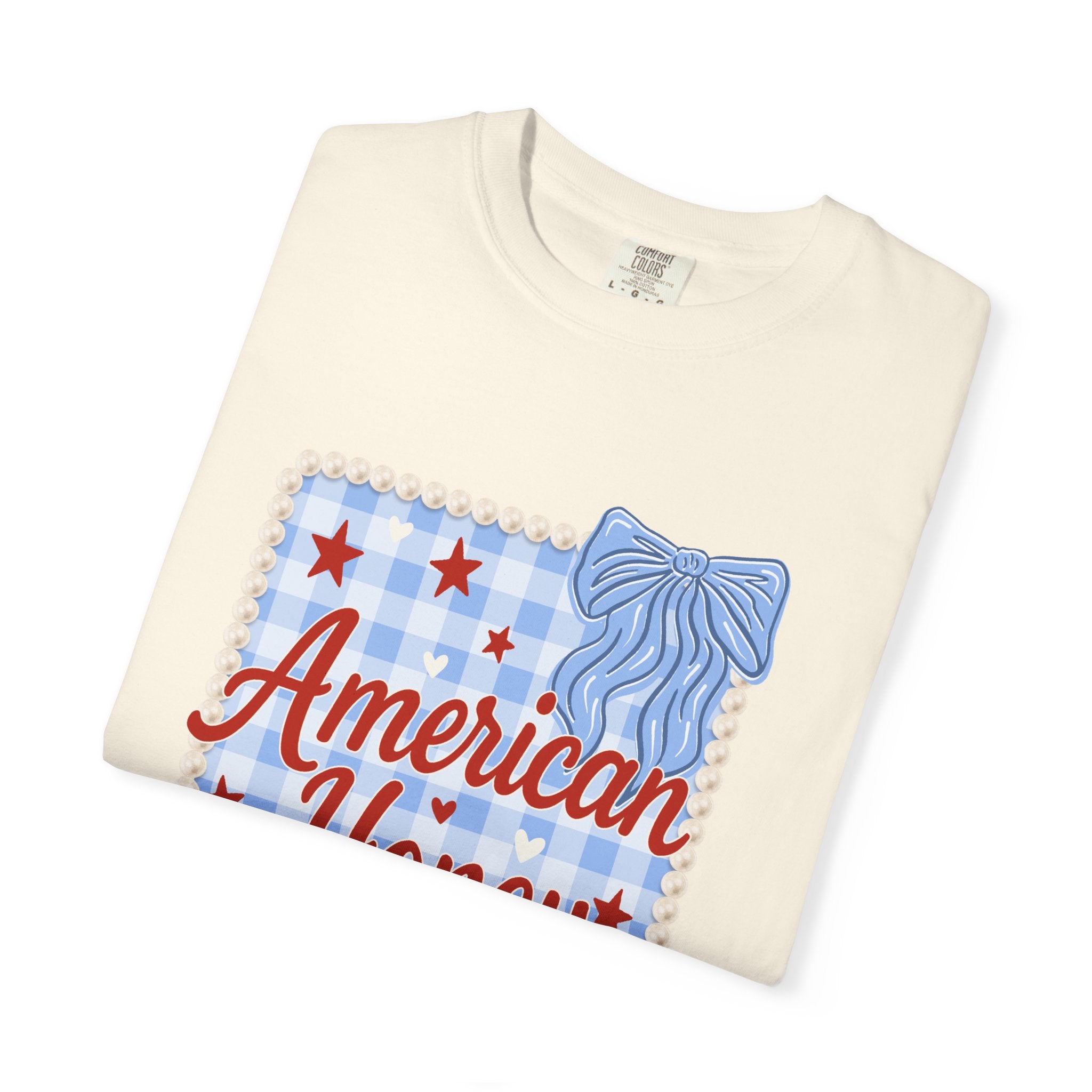 American Honey T-Shirt — Patriotic Gingham Graphic Tee