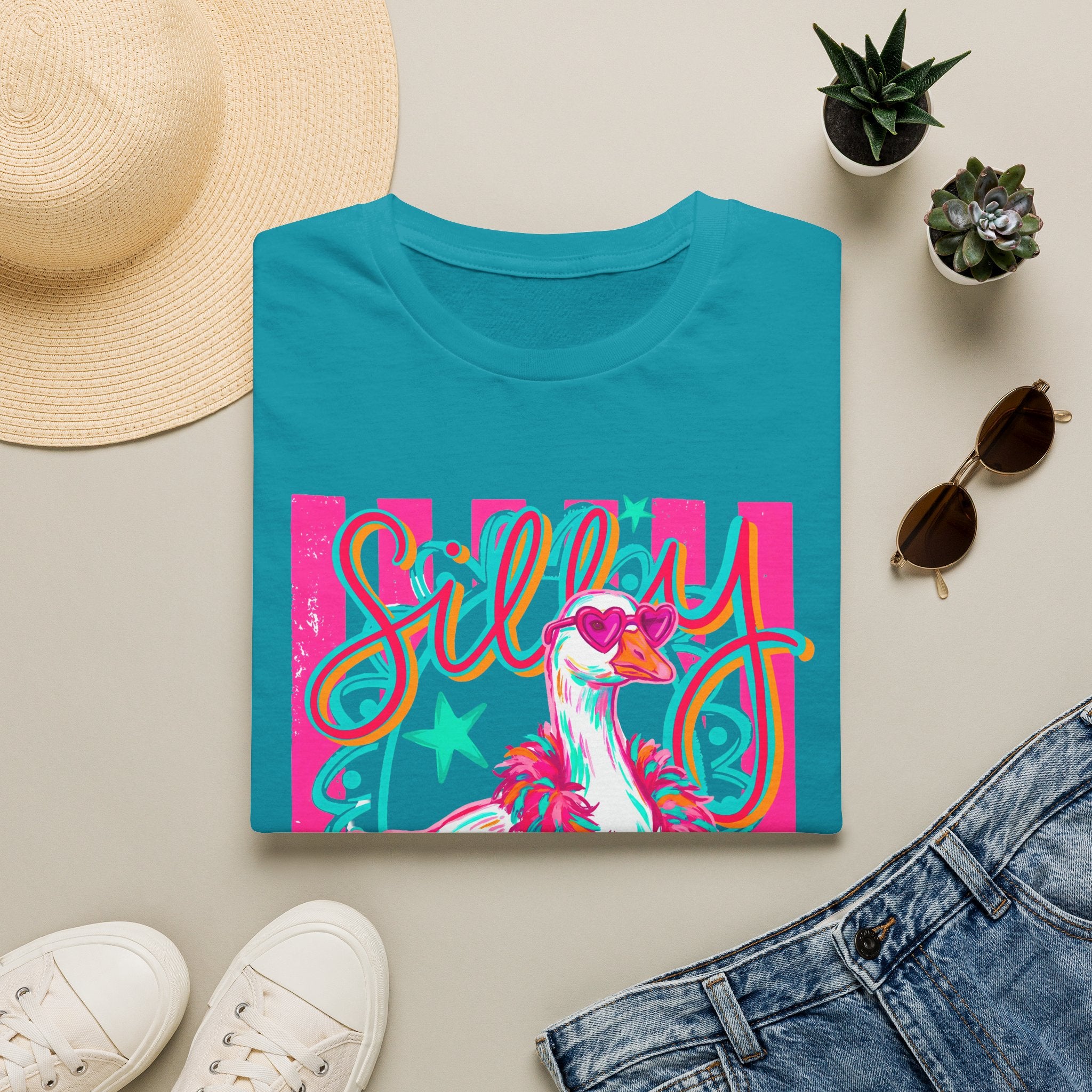 Silly Goose T-Shirt – Playful Retro Pink Graphic Tee