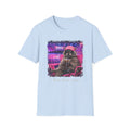 Retro Neon Raccoon T-Shirt — "Live Here Now" Vintage Aesthetic Tee