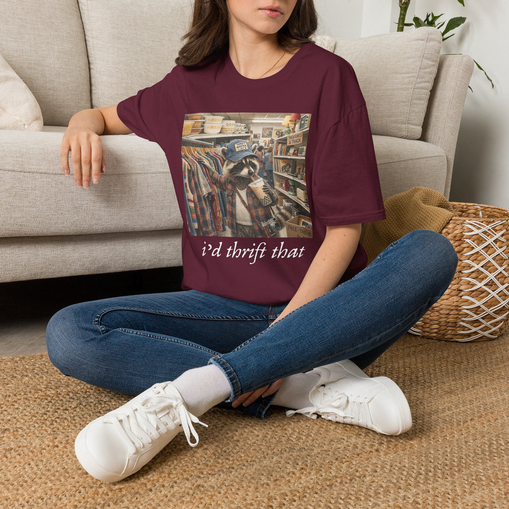 Thrifted Raccoon T-Shirt — "I'd Thrift That" Vintage Store Graphic Tee