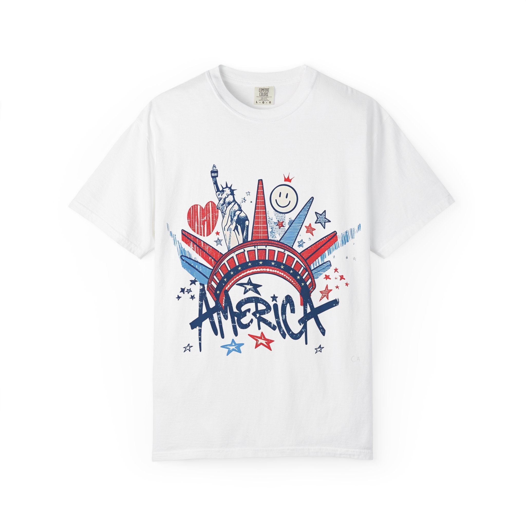 America Graphic T-Shirt — Patriotic Statue of Liberty 4th of July Tee