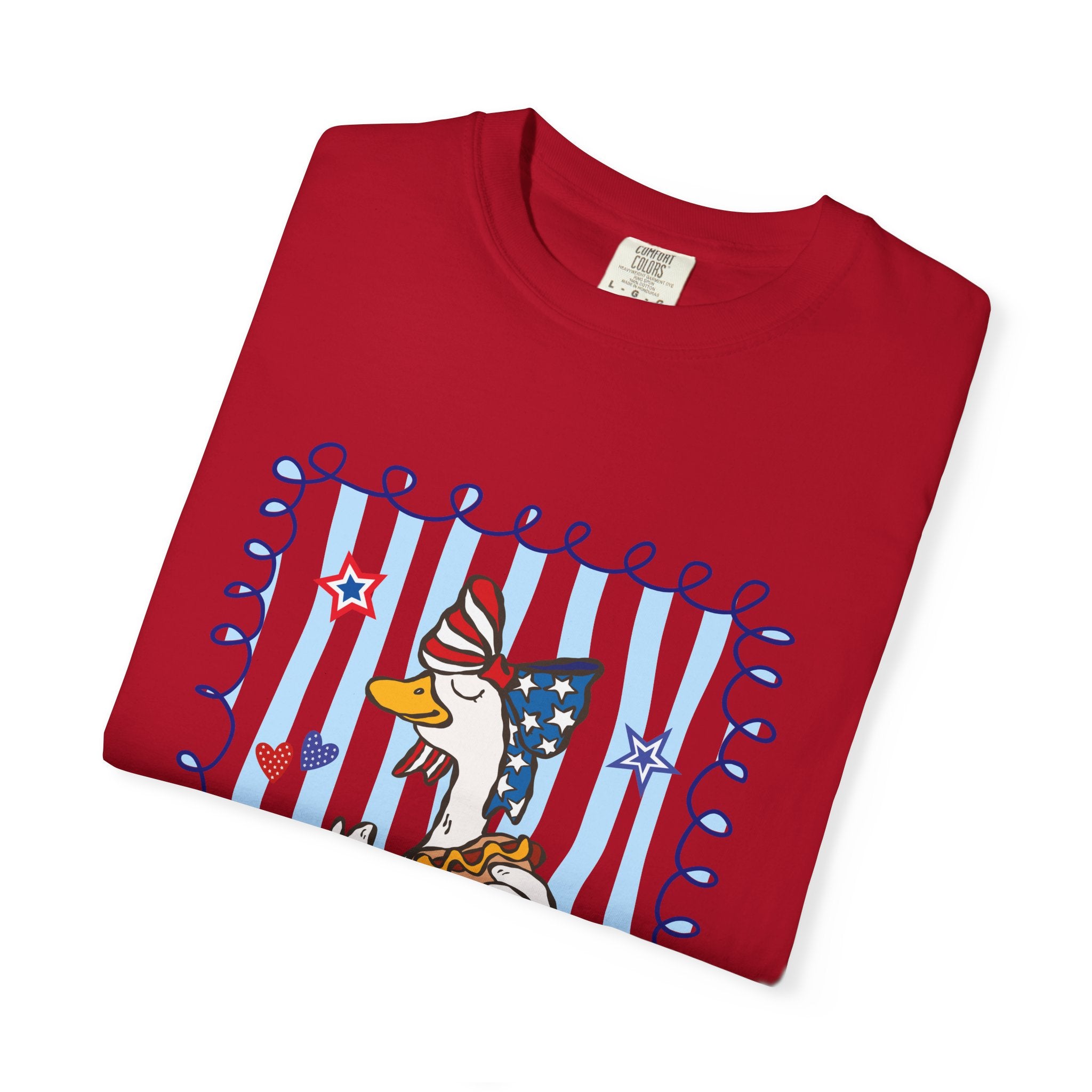 Patriotic Goose Graphic T-Shirt — "Proud Mama" Americana Tee