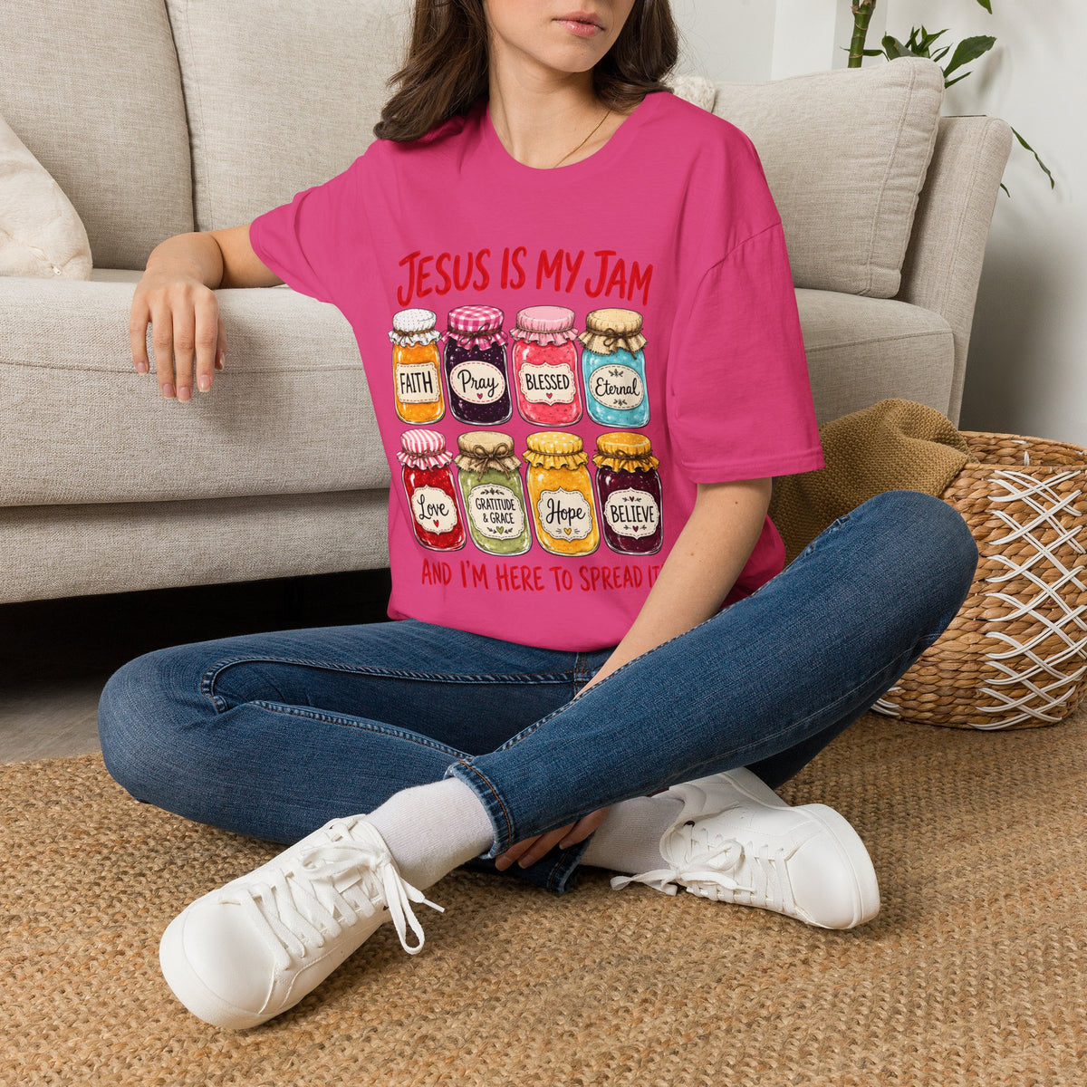 Jesus Is My Jam T-Shirt — Faith & Blessed Jam Jar Graphic Christian Tee
