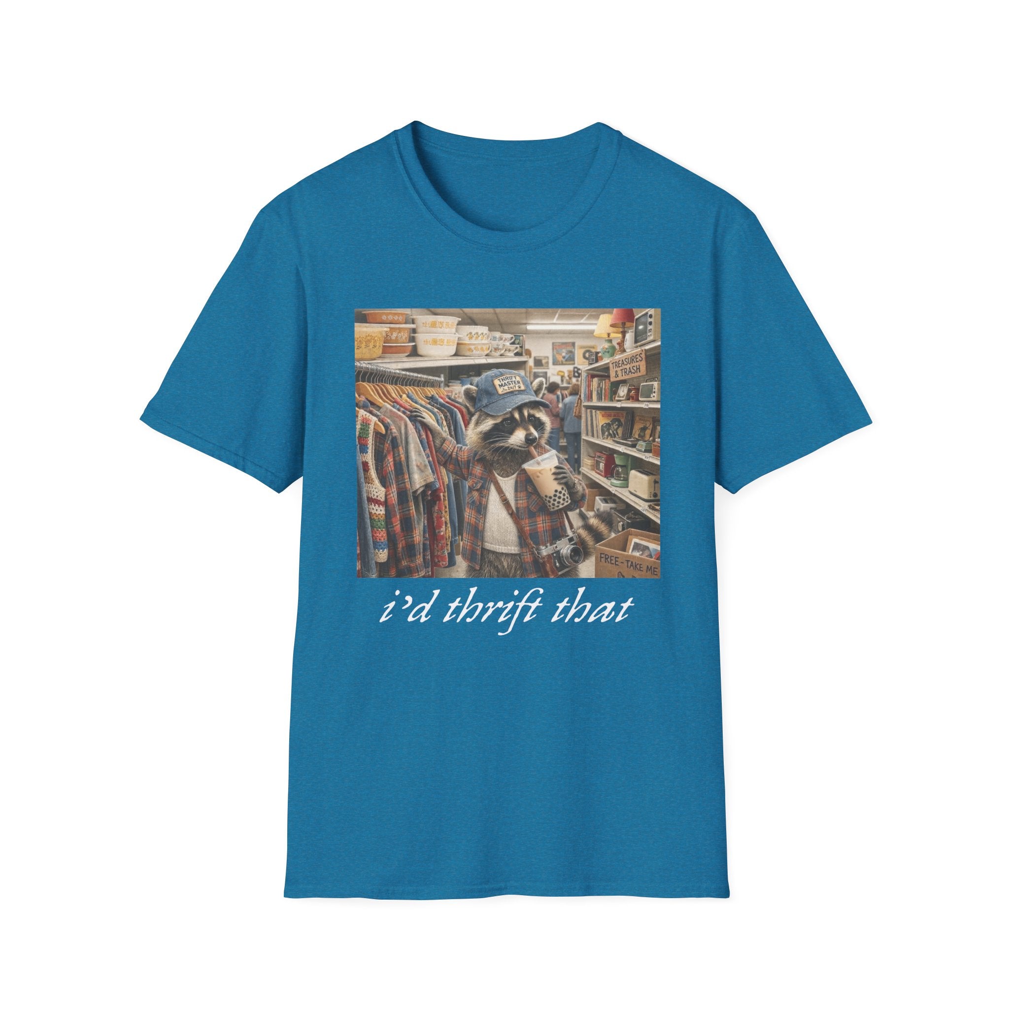 Thrifted Raccoon T-Shirt — "I'd Thrift That" Vintage Store Graphic Tee