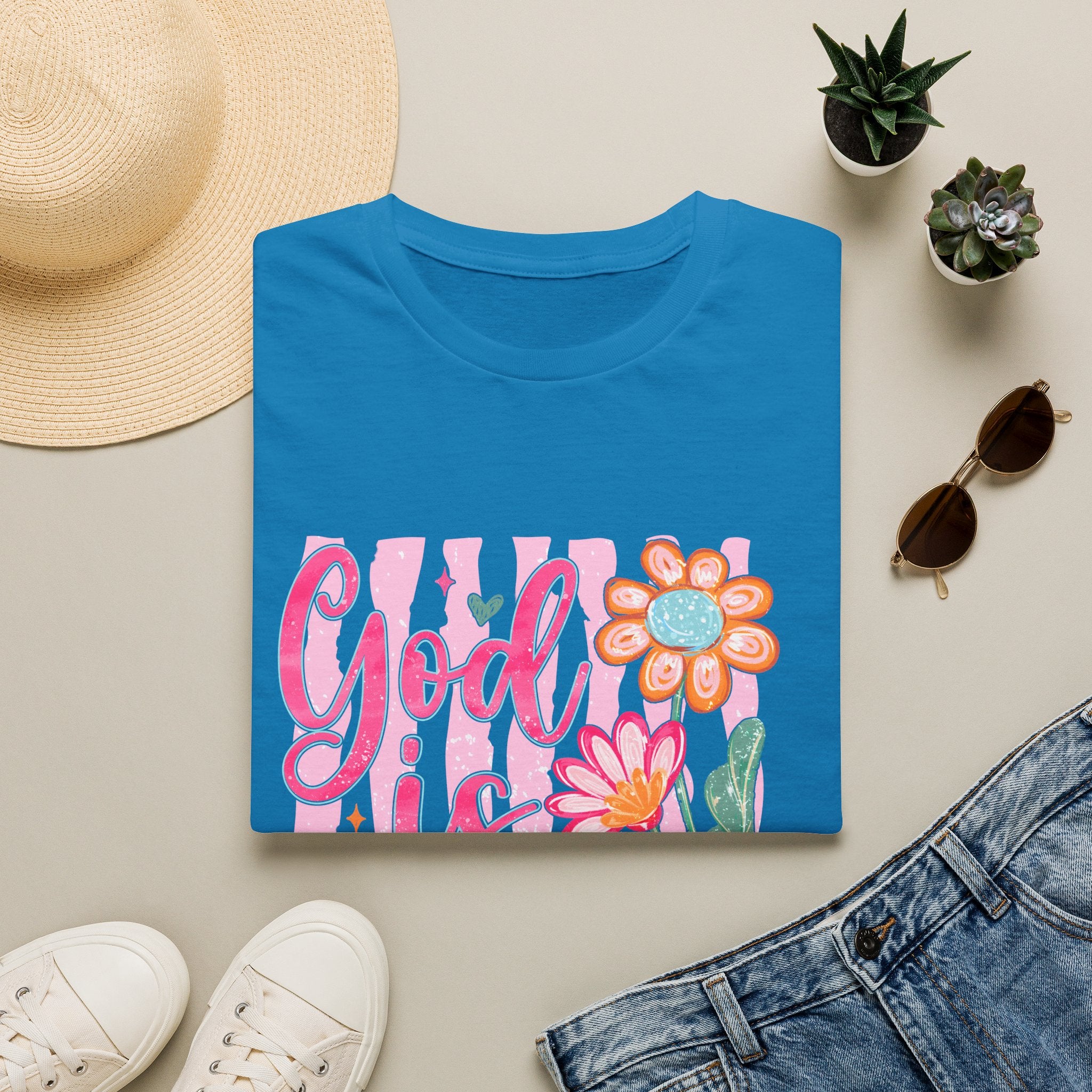 God Is Good Floral T‑Shirt — Inspirational Christian Tee