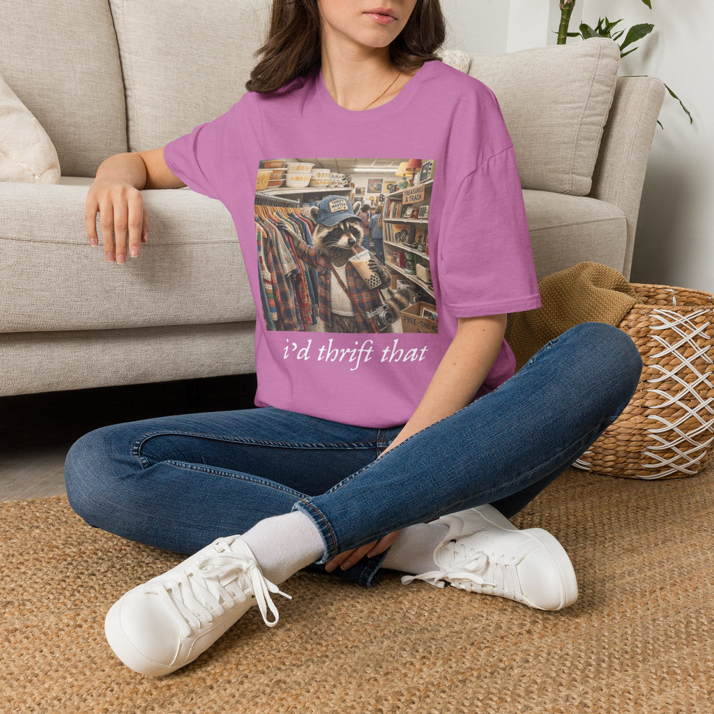 Thrifted Raccoon T-Shirt — "I'd Thrift That" Vintage Store Graphic Tee