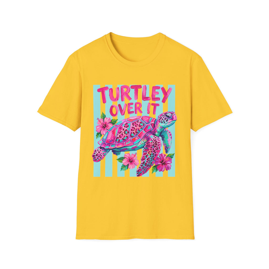 Turtley Over It T-Shirt — Tropical Pink Sea Turtle Graphic Tee