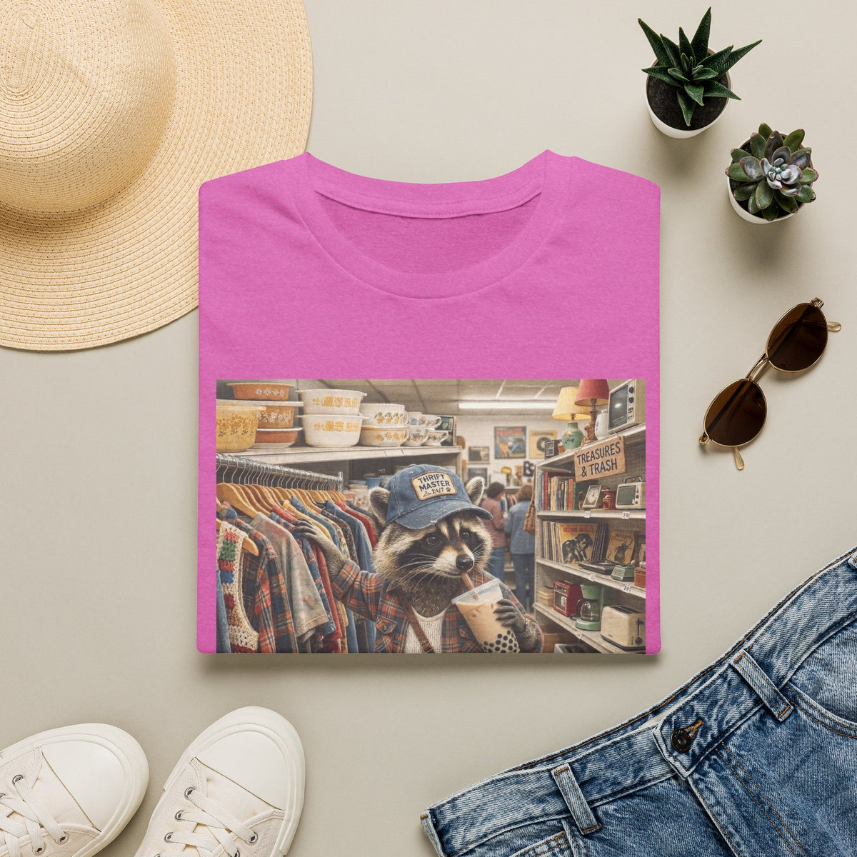 Thrifted Raccoon T-Shirt — "I'd Thrift That" Vintage Store Graphic Tee