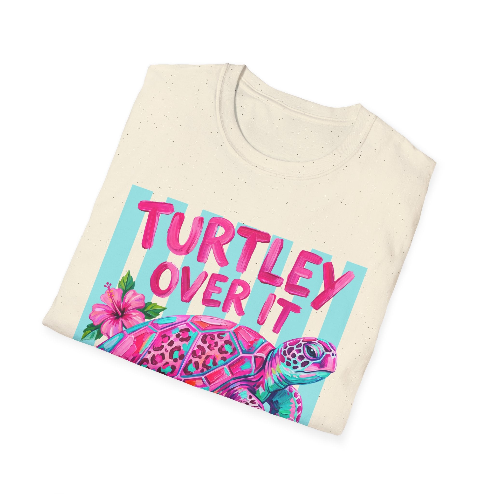 Turtley Over It T-Shirt — Tropical Pink Sea Turtle Graphic Tee