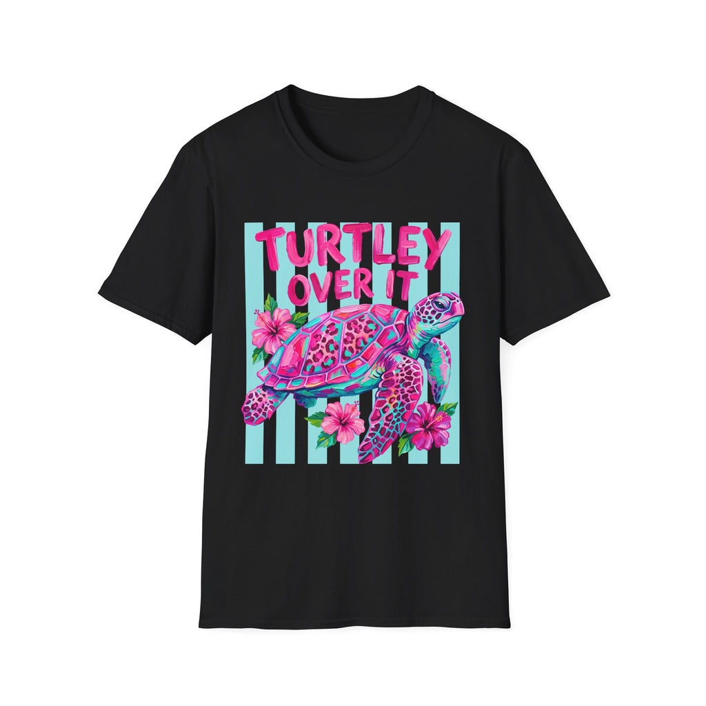 Turtley Over It T-Shirt — Tropical Pink Sea Turtle Graphic Tee