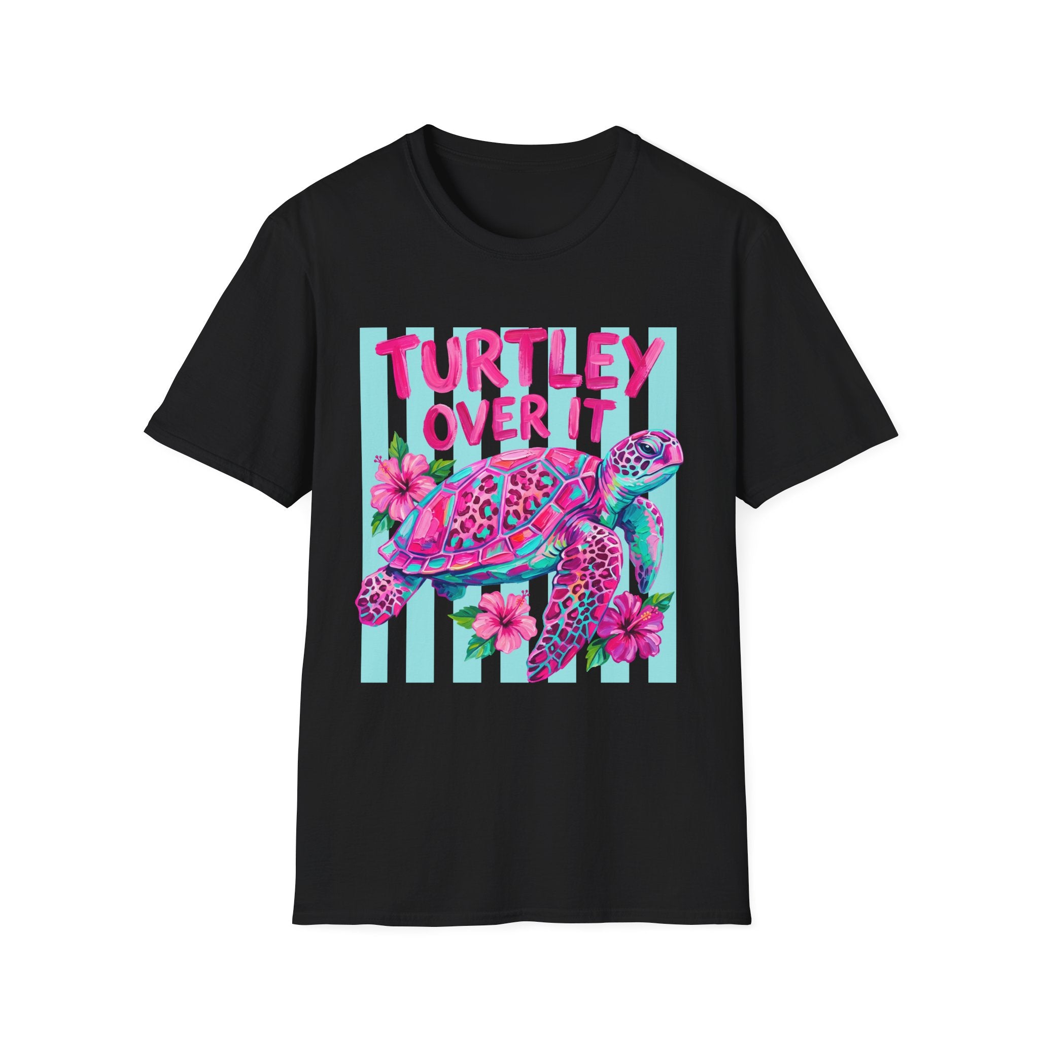 Turtley Over It T-Shirt — Tropical Pink Sea Turtle Graphic Tee