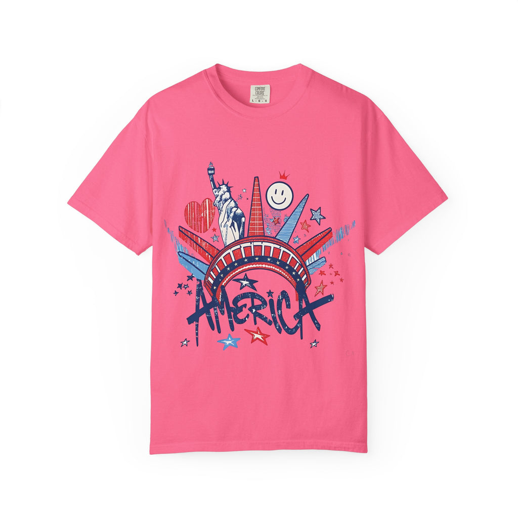 America Graphic T-Shirt — Patriotic Statue of Liberty 4th of July Tee