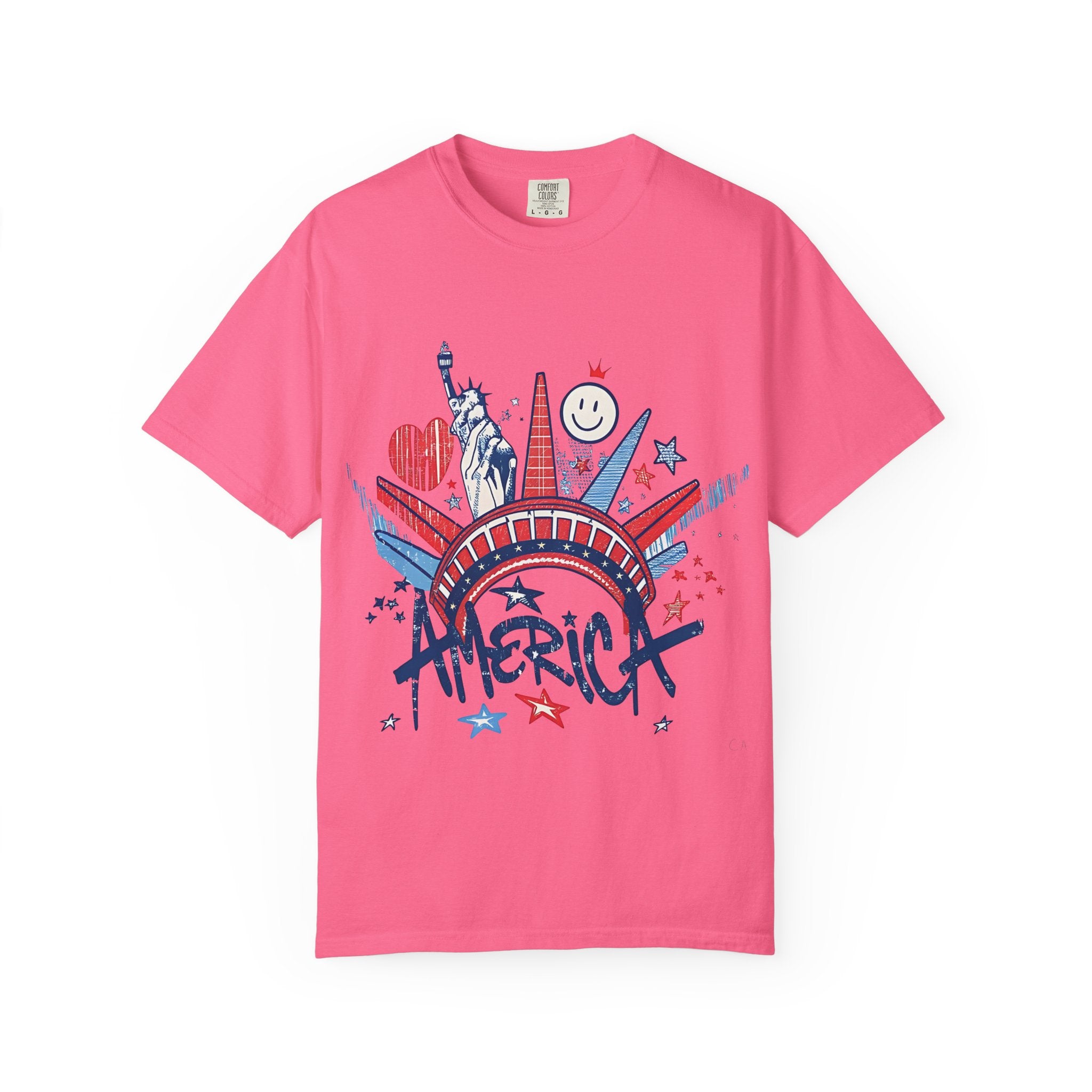 America Graphic T-Shirt — Patriotic Statue of Liberty 4th of July Tee