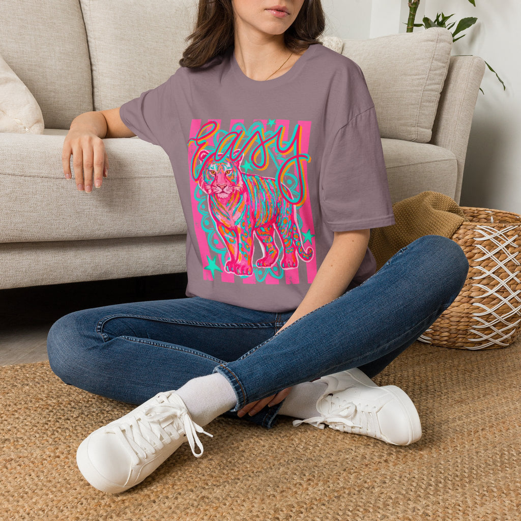 Easy Tiger T-Shirt — Colorful Retro Neon Tiger Graphic