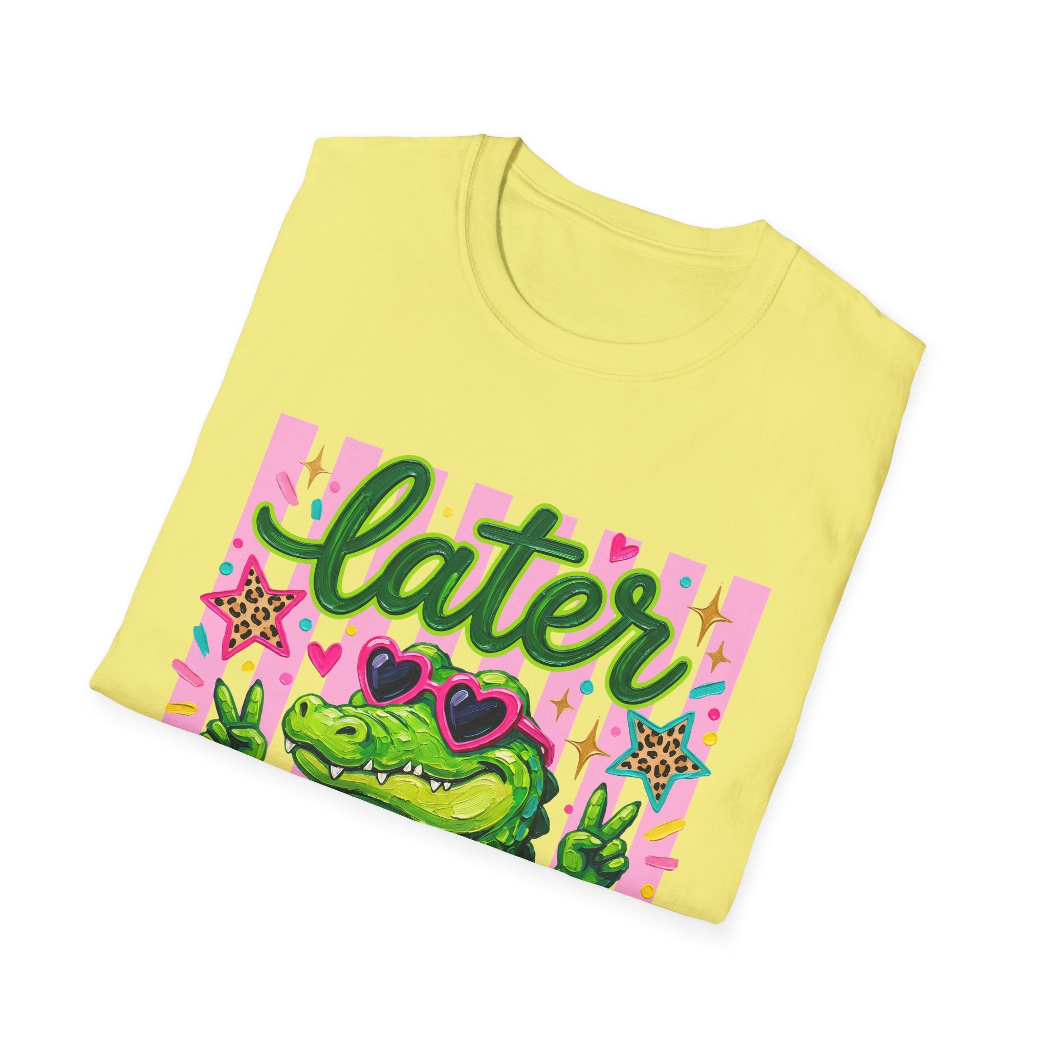 Later Alligator T-Shirt — Cute Retro Croc Graphic Tee with Heart Sunglasses