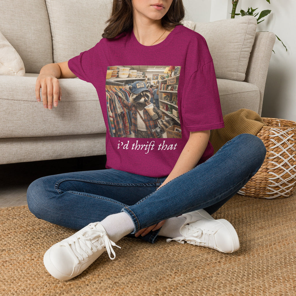 Thrifted Raccoon T-Shirt — "I'd Thrift That" Vintage Store Graphic Tee